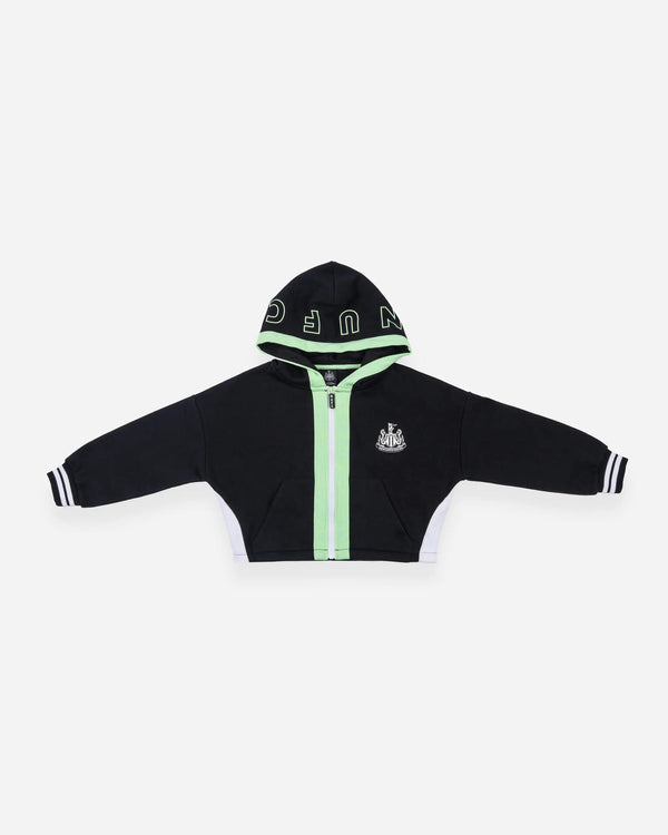 Newcastle United Girl's Black Cropped Hoodie