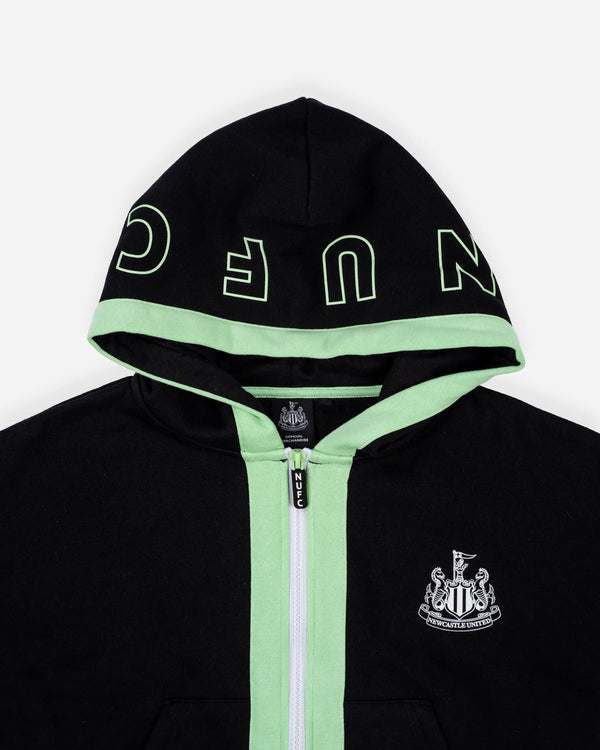 Newcastle United Girl's Black Cropped Hoodie