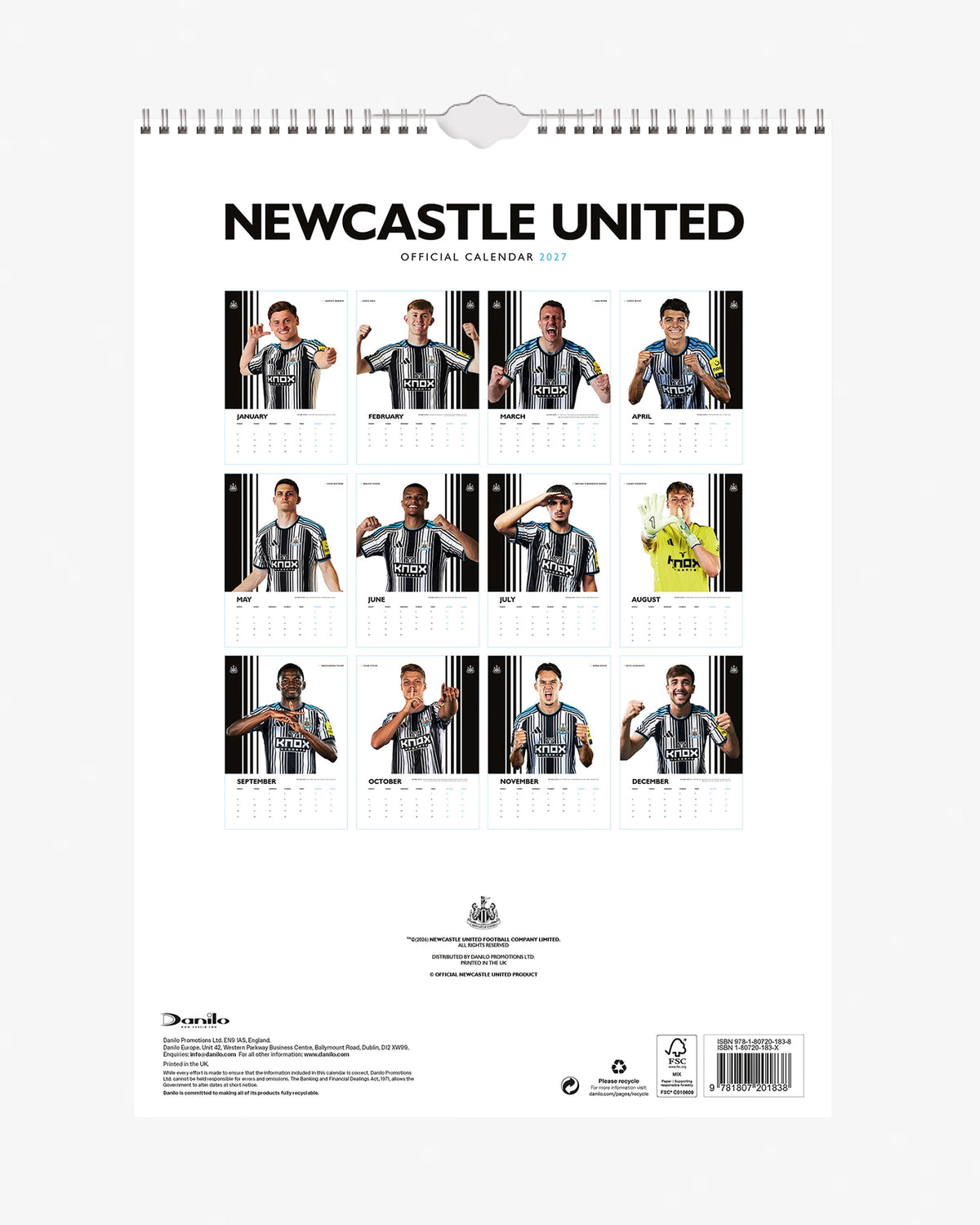Newcastle United 2027 A3 Calendar