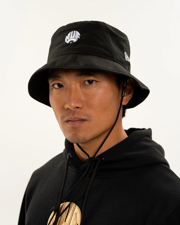 Newcastle United New Era Retro Crest Black Drawstring Bucket Hat