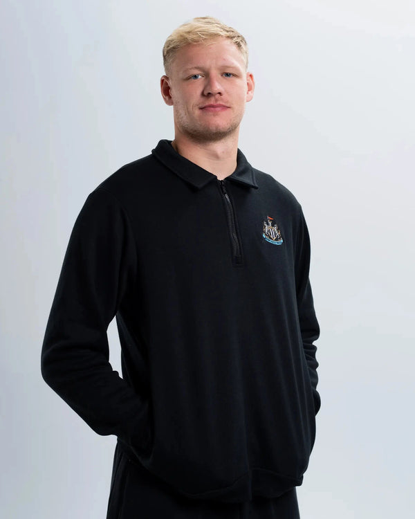Newcastle United Men's Essentials Range Black 1/4 Zip Sweater