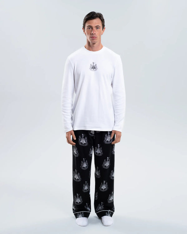 Newcastle United Adults Black and White Crest Pyjama Set