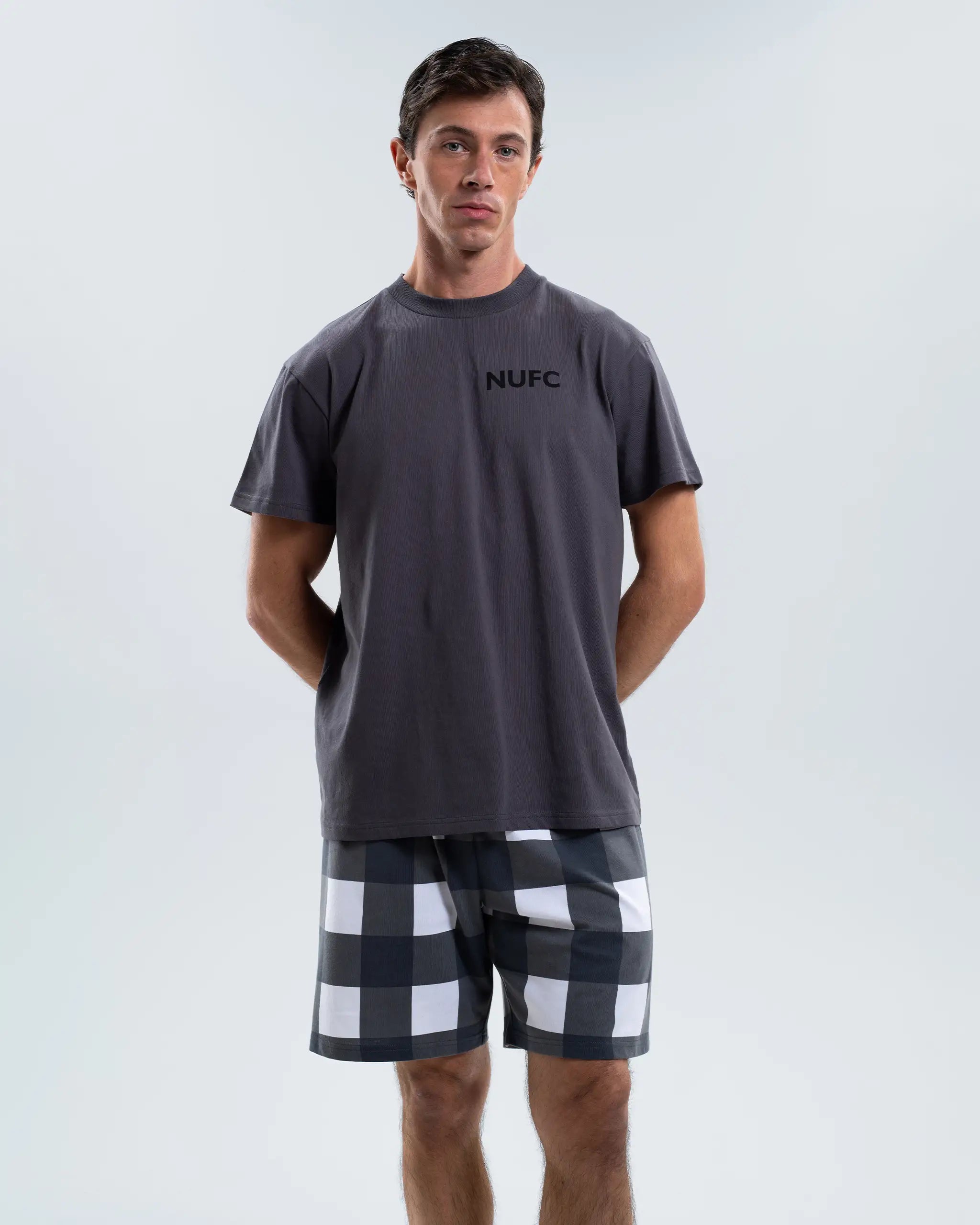 Newcastle United Men's Grey Check Short Pyjama Set