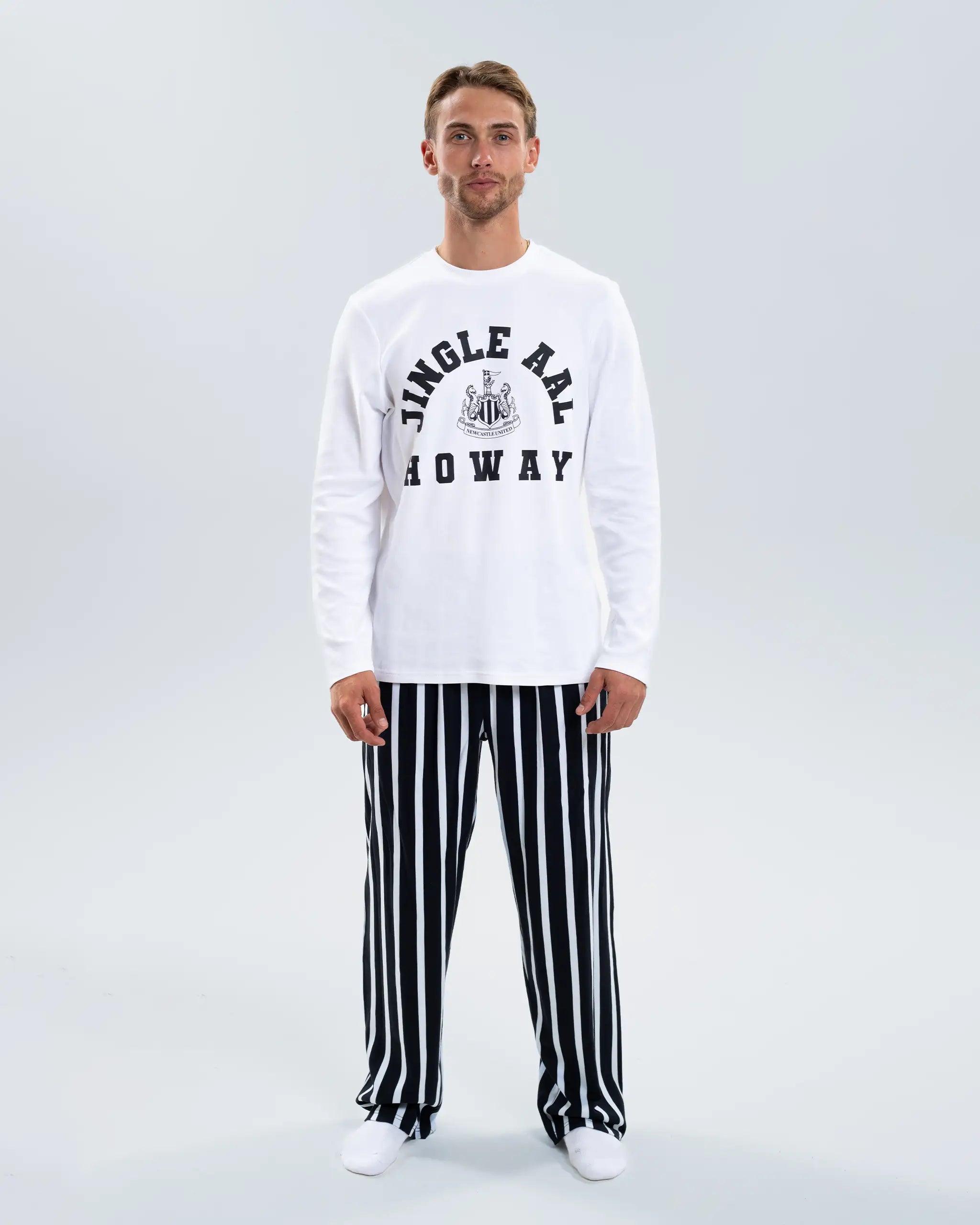 Newcastle United Adults Jingle Aal Howay Striped Pyjama Set