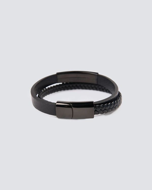 Newcastle United Black Leather Bracelet