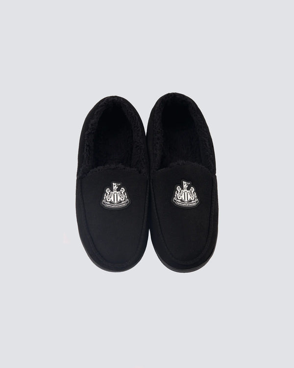 Newcastle United Adult's Black Fleece Lined Slippers