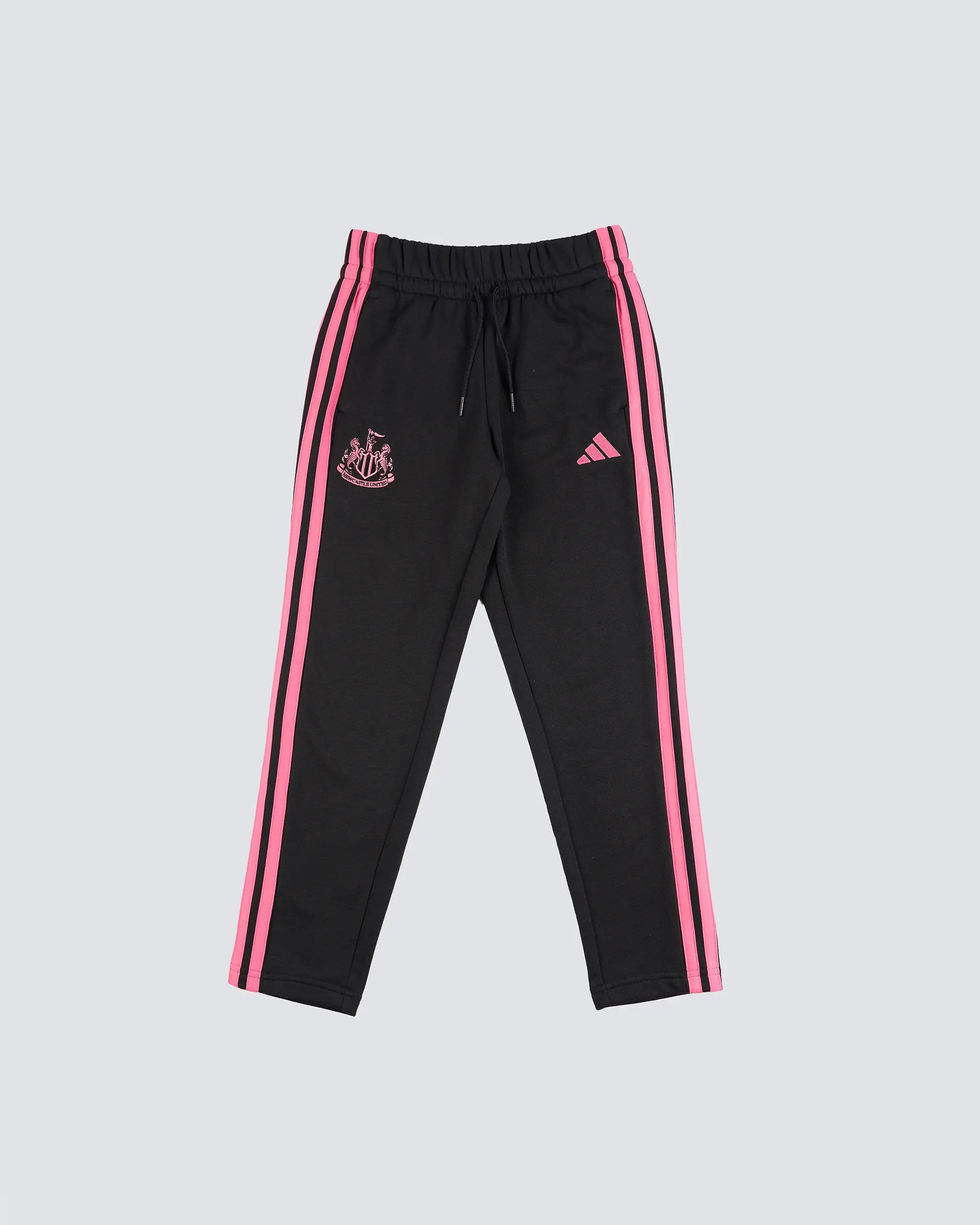 Newcastle United adidas Kid's Black and Pink 3-Stripe Joggers