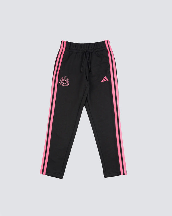 Newcastle United adidas Kid's Black and Pink 3-Stripe Joggers