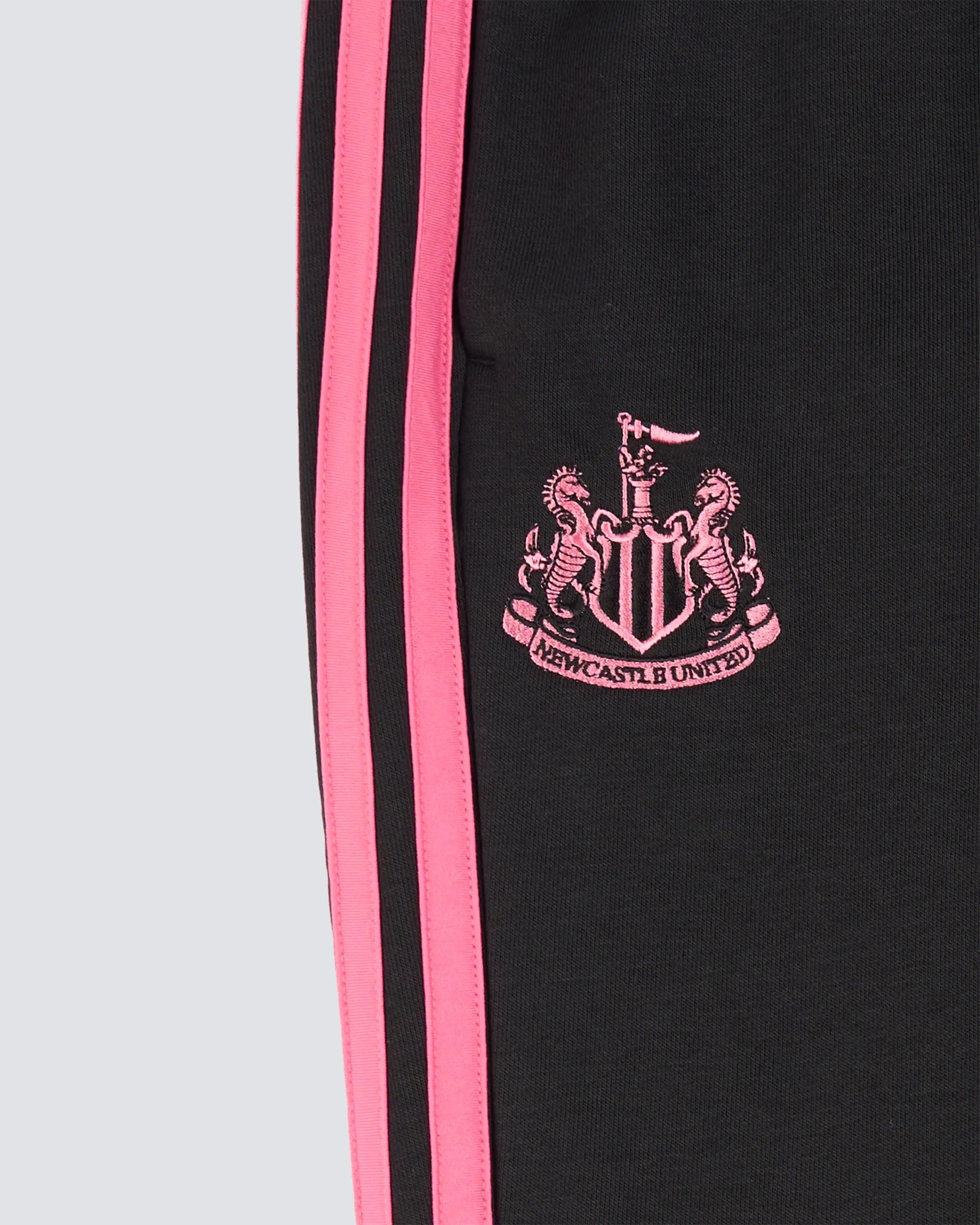 Newcastle United adidas Kid's Black and Pink 3-Stripe Joggers