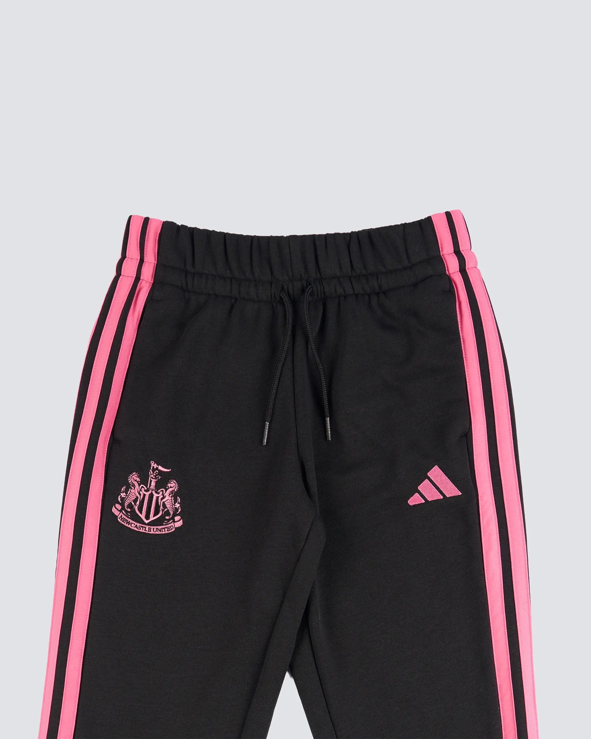 Newcastle United adidas Kid's Black and Pink 3-Stripe Joggers