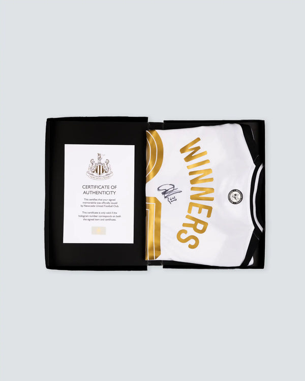 Newcastle United BURN 24/25 Boxed Signed Carabao Cup Winners Shirt