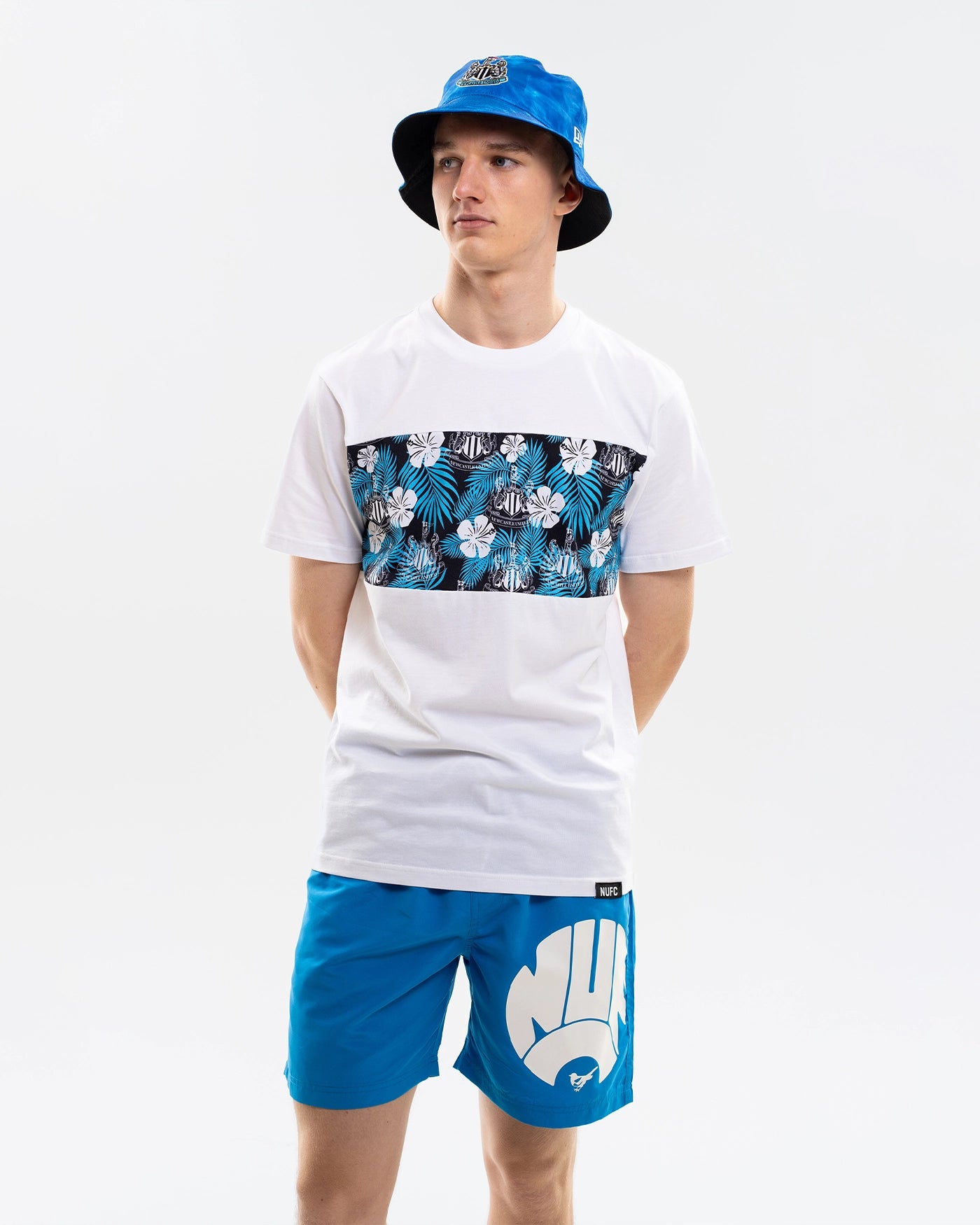 Newcastle United Men's Bright Blue Retro Crest Swim Shorts