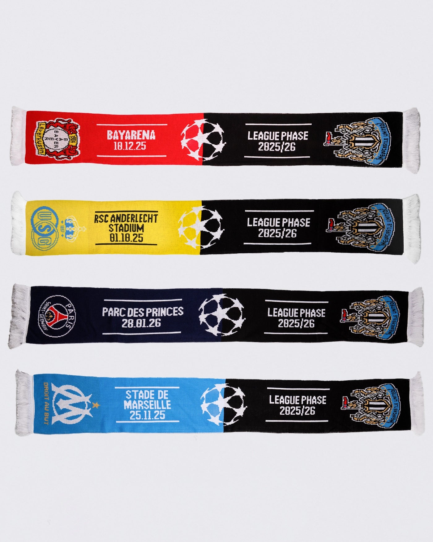 Newcastle United Champions League Away Scarves Bundle
