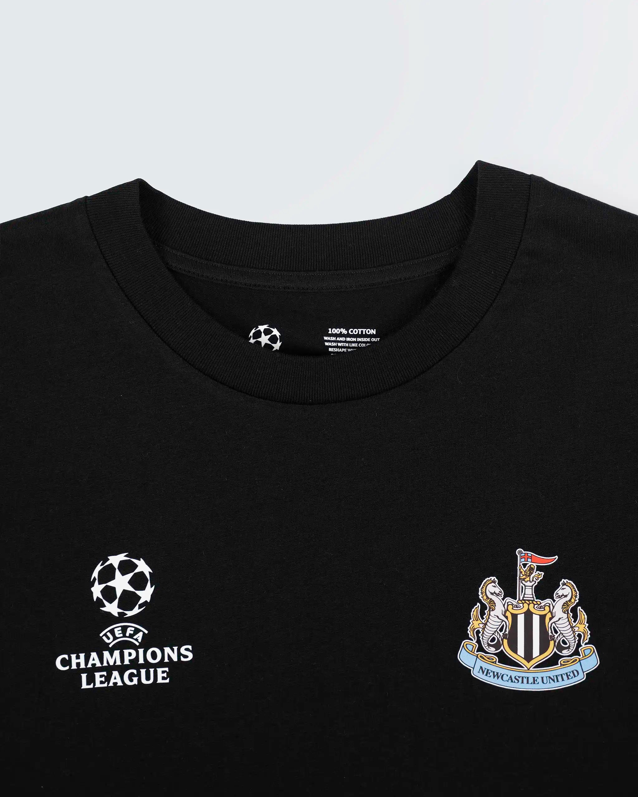 Newcastle United Champions League 25/26 Kids' Black T-Shirt