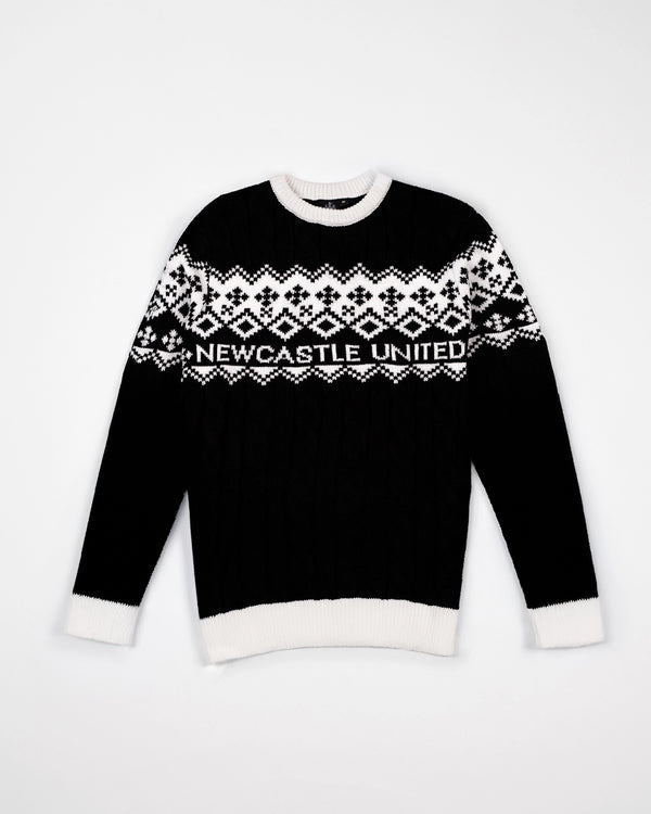 Newcastle United Black Cable Knit Christmas Jumper