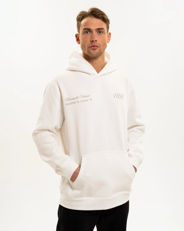 Newcastle United NUFC Retro Crest White Hoodie