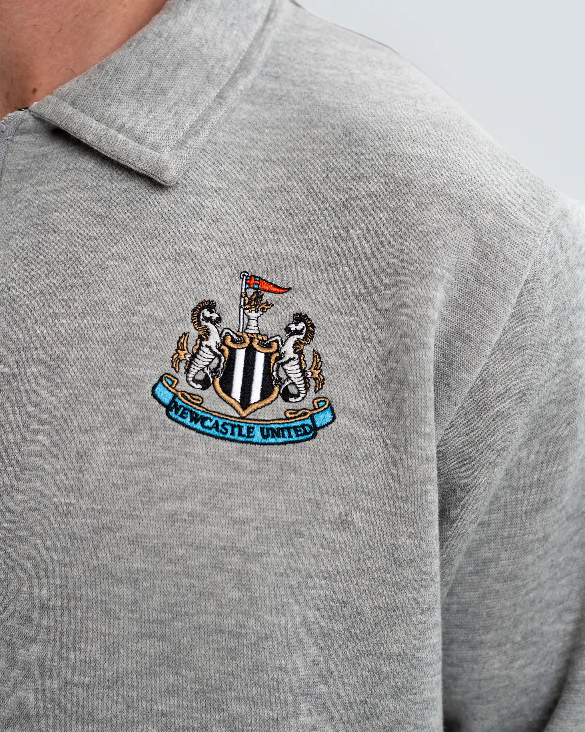 Newcastle United Men's Essentials Range Grey 1/4 Zip Sweater