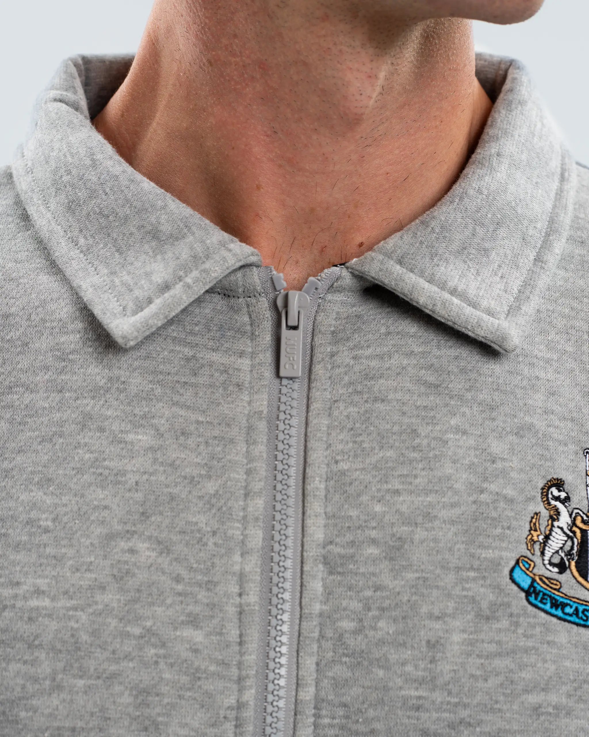Newcastle United Men's Essentials Range Grey 1/4 Zip Sweater