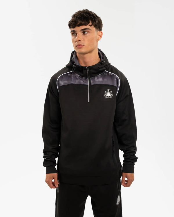 Newcastle United Men's Black Tech Poly 1/4 Zip Hoodie