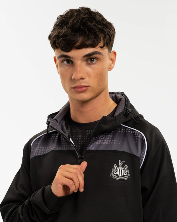 Newcastle United Men's Black Tech Poly 1/4 Zip Hoodie