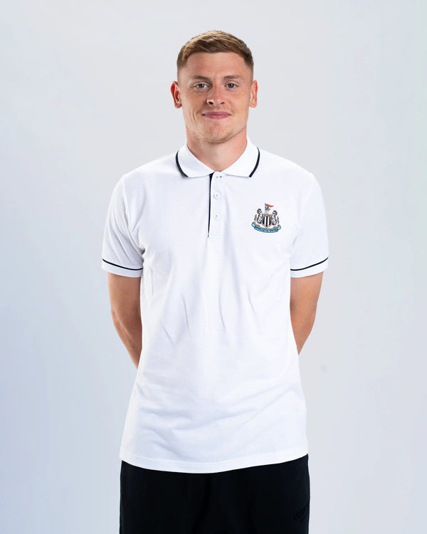 Newcastle United Men's Essentials Range White Polo Shirt