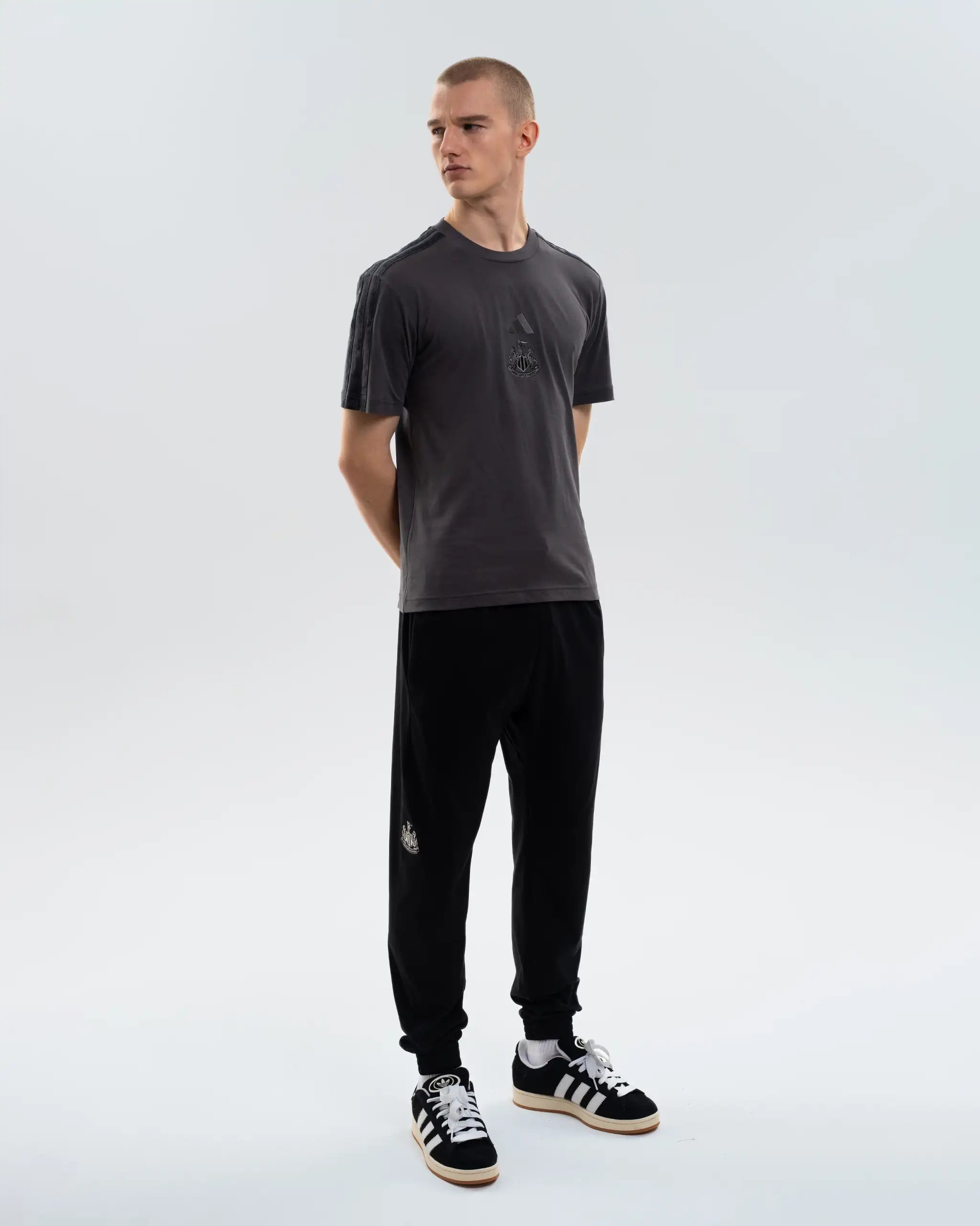 Newcastle United adidas Men's Grey 3-Stripe T-Shirt