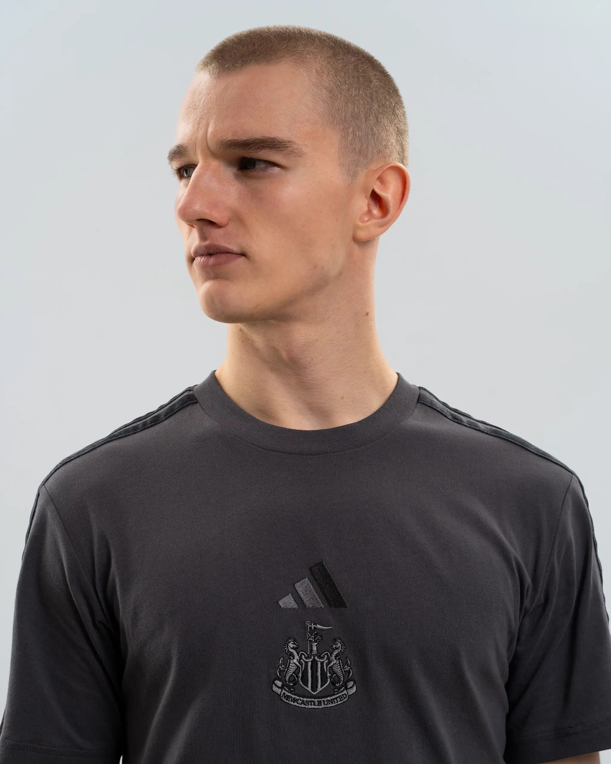 Newcastle United adidas Men's Grey 3-Stripe T-Shirt