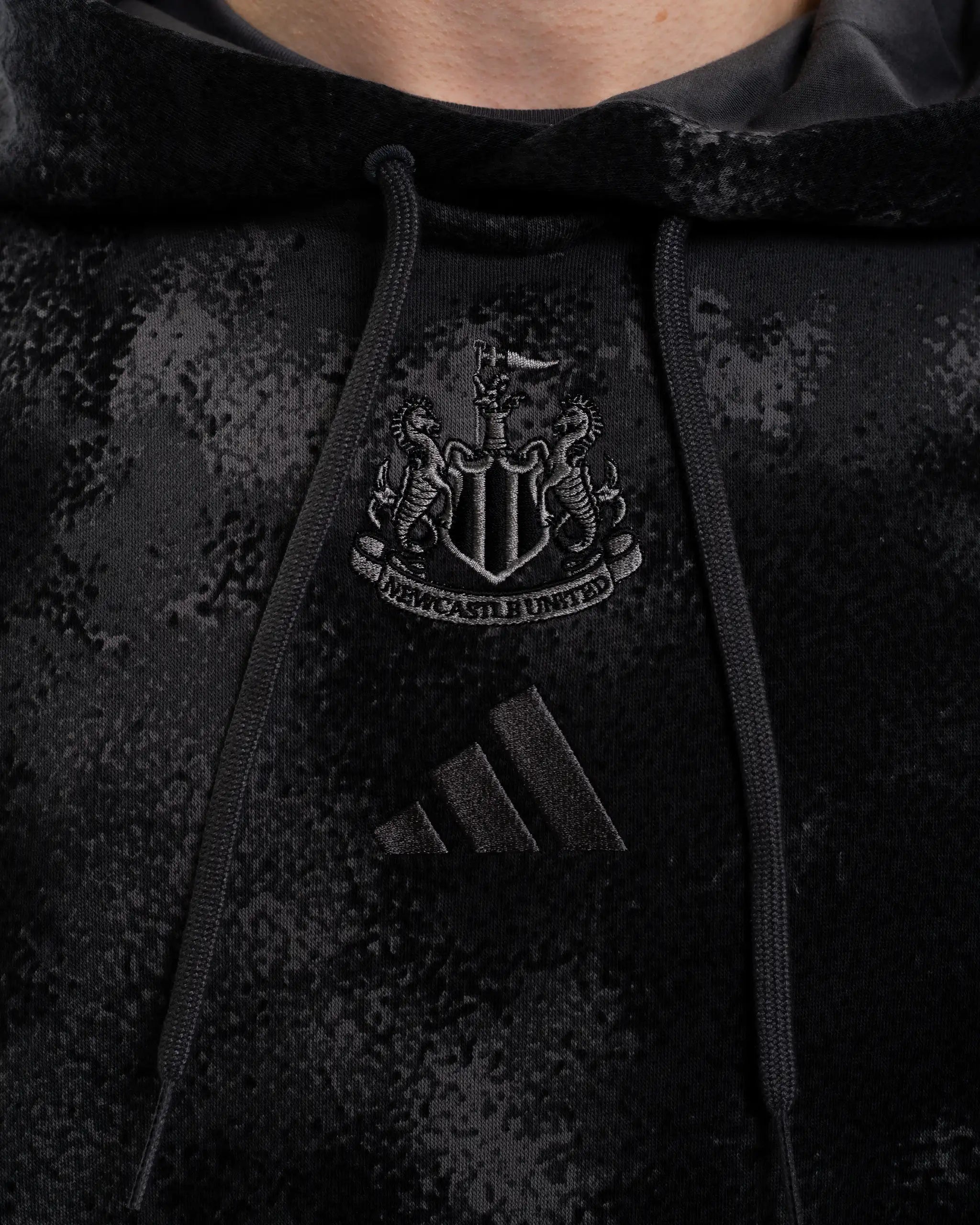 Newcastle United adidas Men's Grey Multi 3-Stripe Hoodie