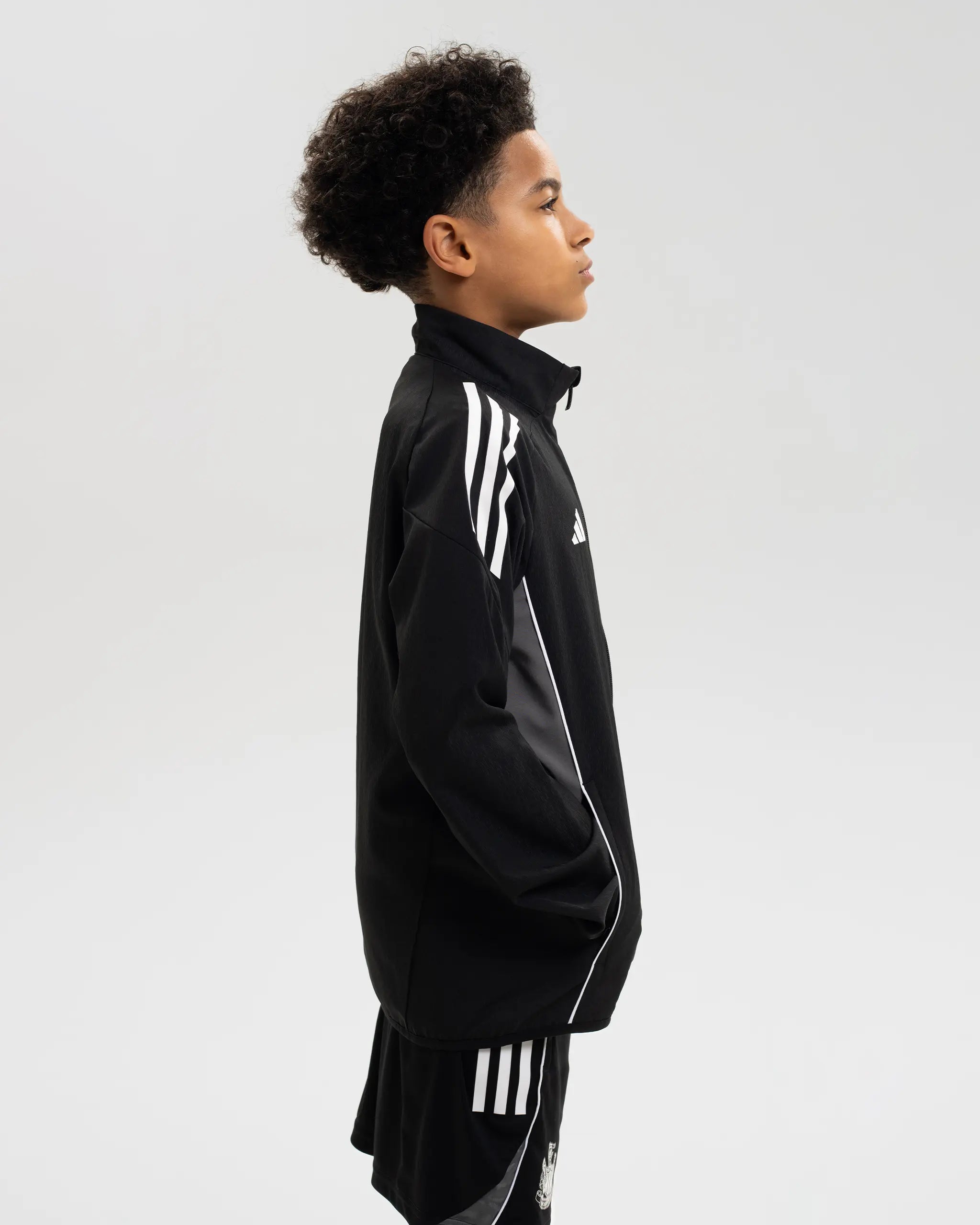 Newcastle United adidas 25/26 Coach's Black Edition Kids' Presentation Jacket