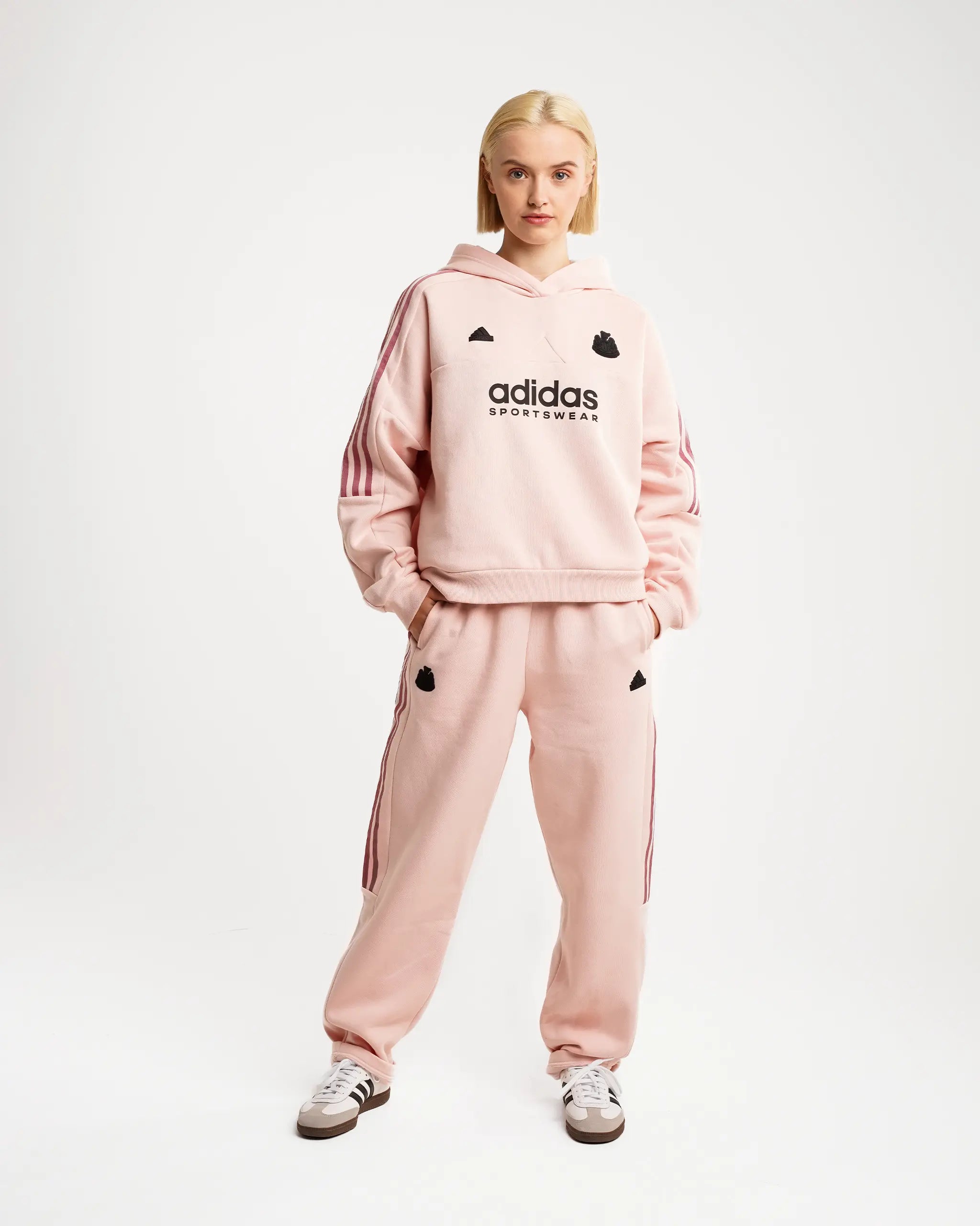 Newcastle United adidas Women s Tiro Cut 3 Stripes Pink Fleece Hoodie