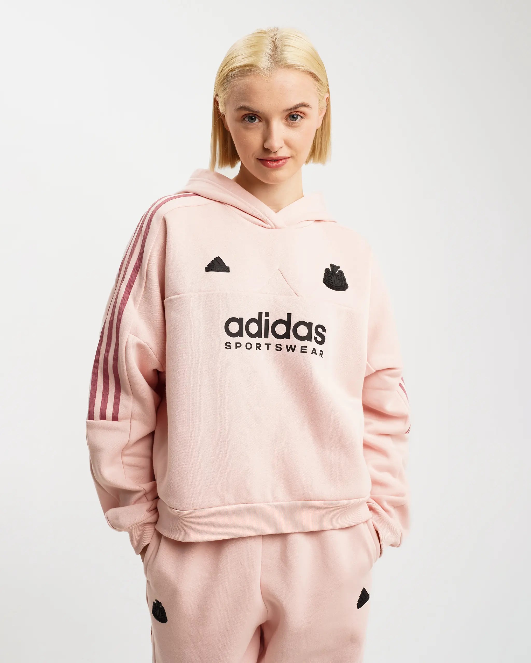 Adidas 3 stripes hooded sweatshirt deals