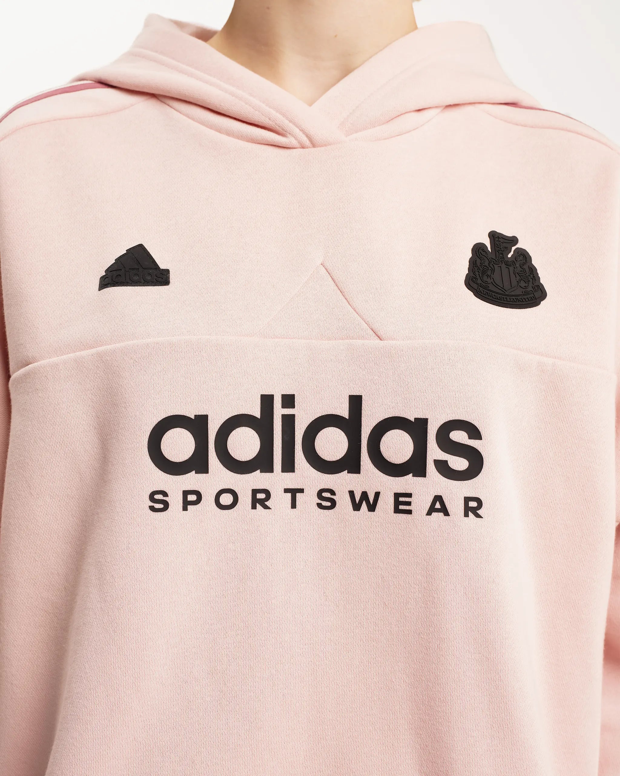 Newcastle United adidas Women s Tiro Cut 3 Stripes Pink Fleece Hoodie