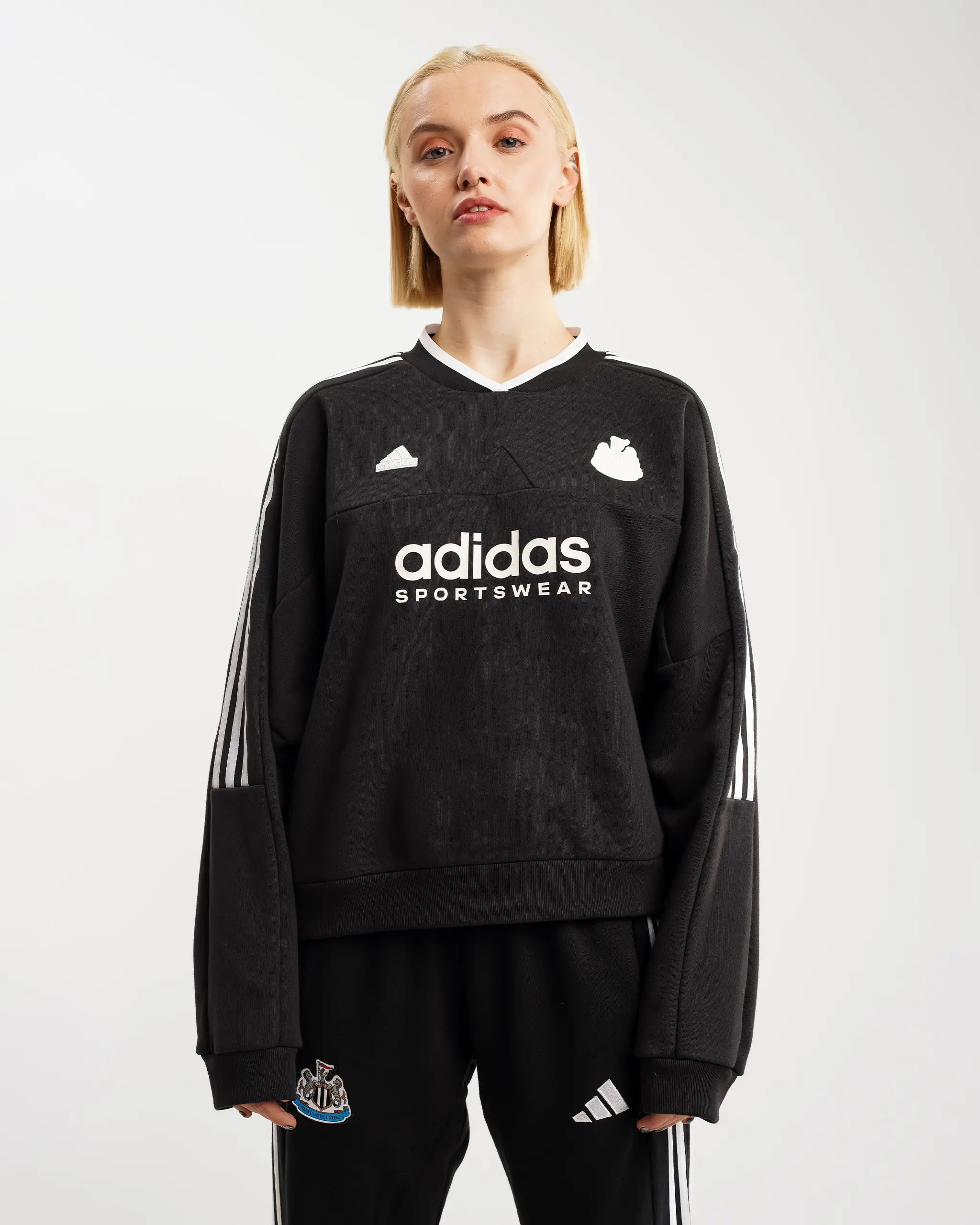 Newcastle United adidas Women s Tiro Cut 3 Stripes Fleece Sweatshirt