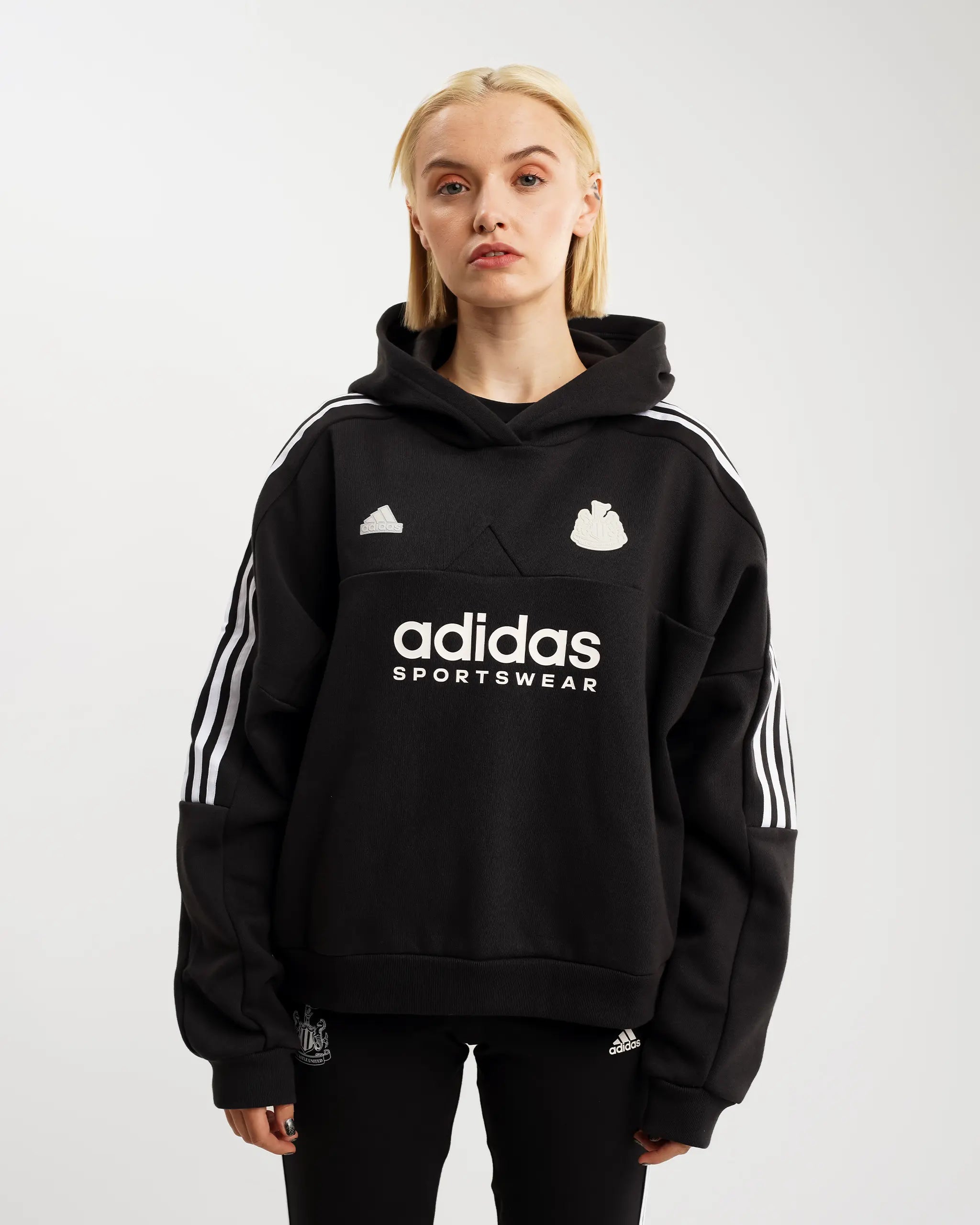 Newcastle United adidas Women's Tiro Cut 3-Stripes Black Fleece Hoodie