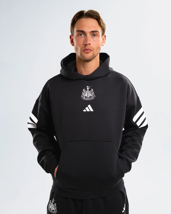 Newcastle United adidas Men's Black 3-Stripe Hoodie