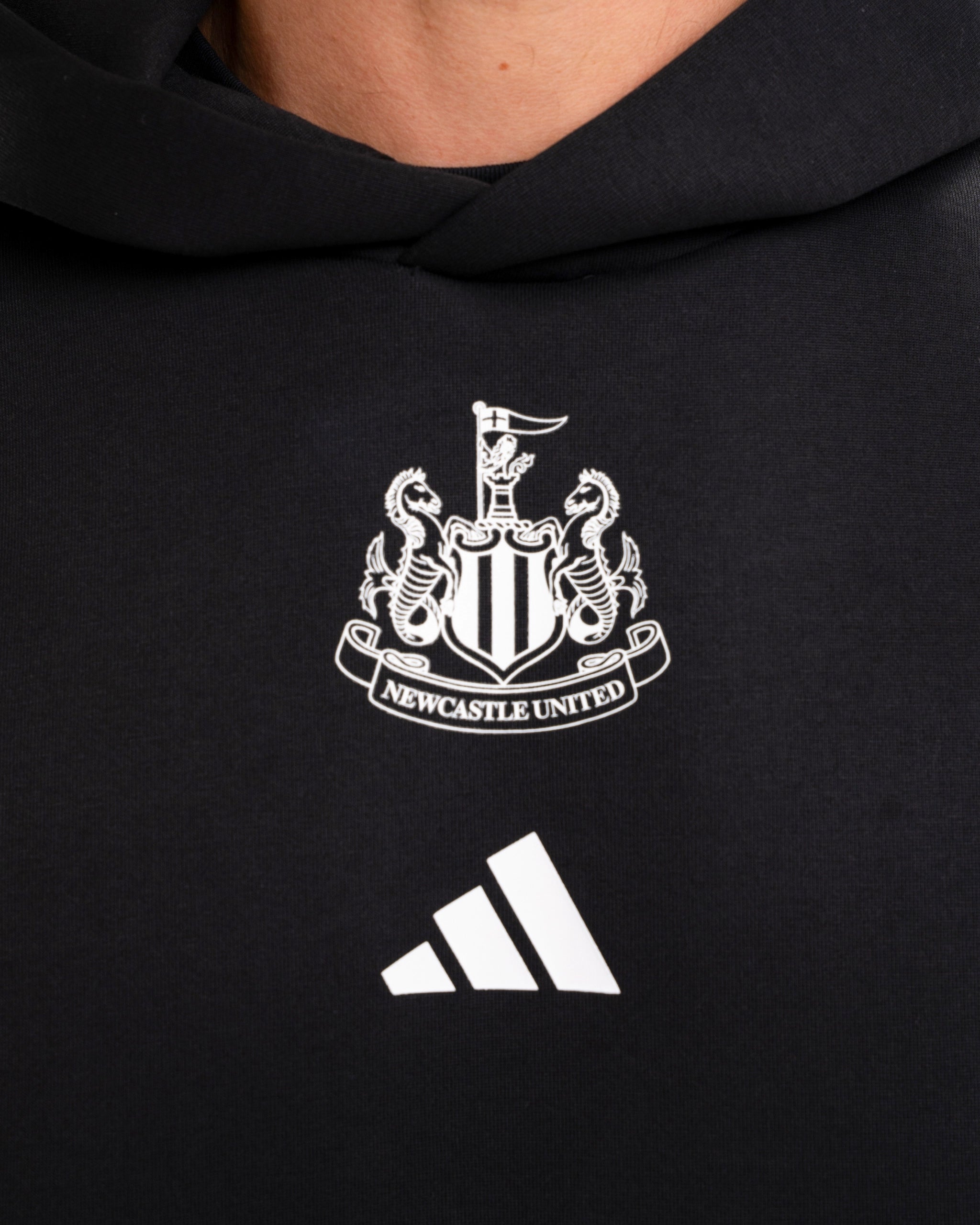 Newcastle United adidas Men's Black 3-Stripe Hoodie