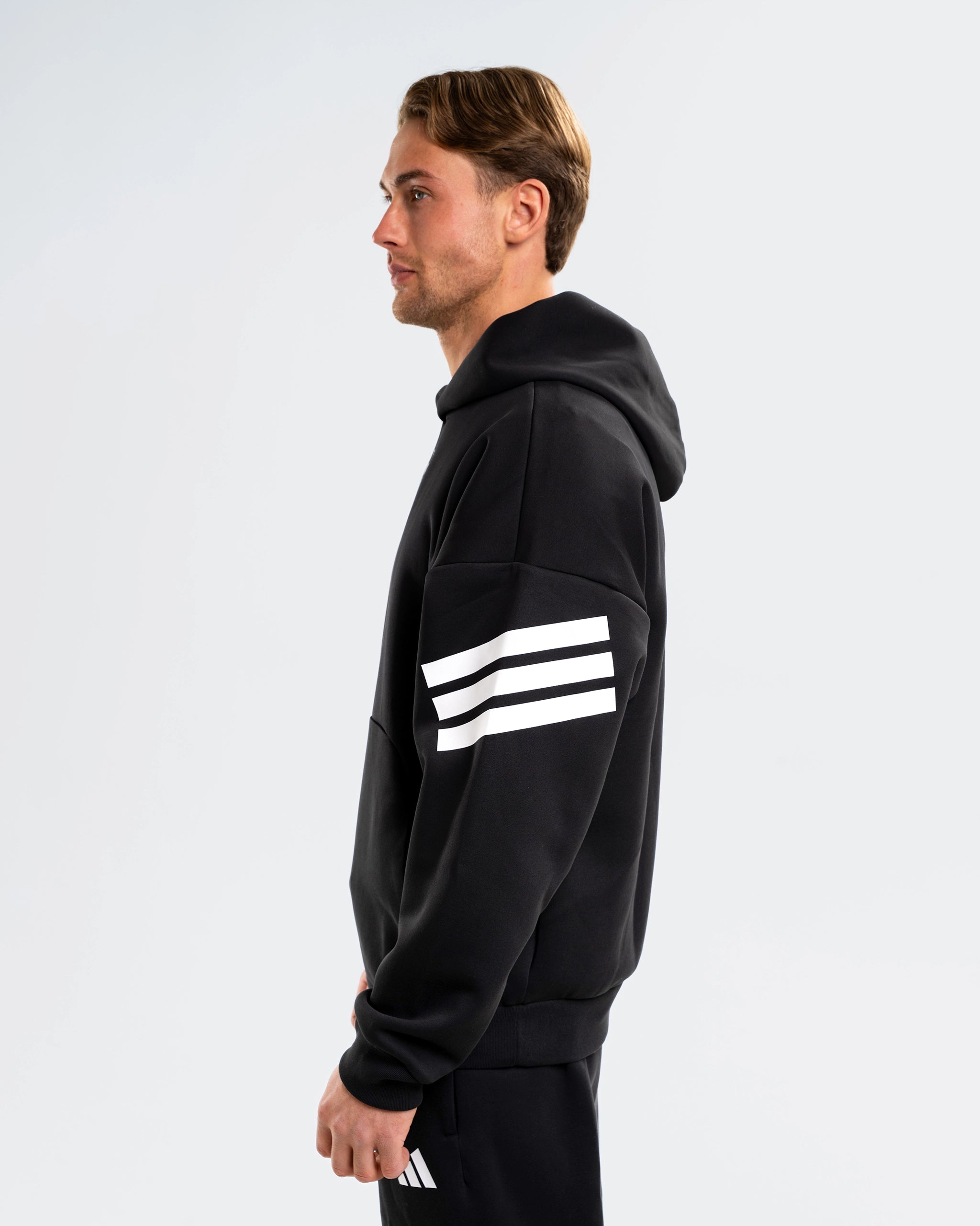 Newcastle United adidas Men's Black 3-Stripe Hoodie