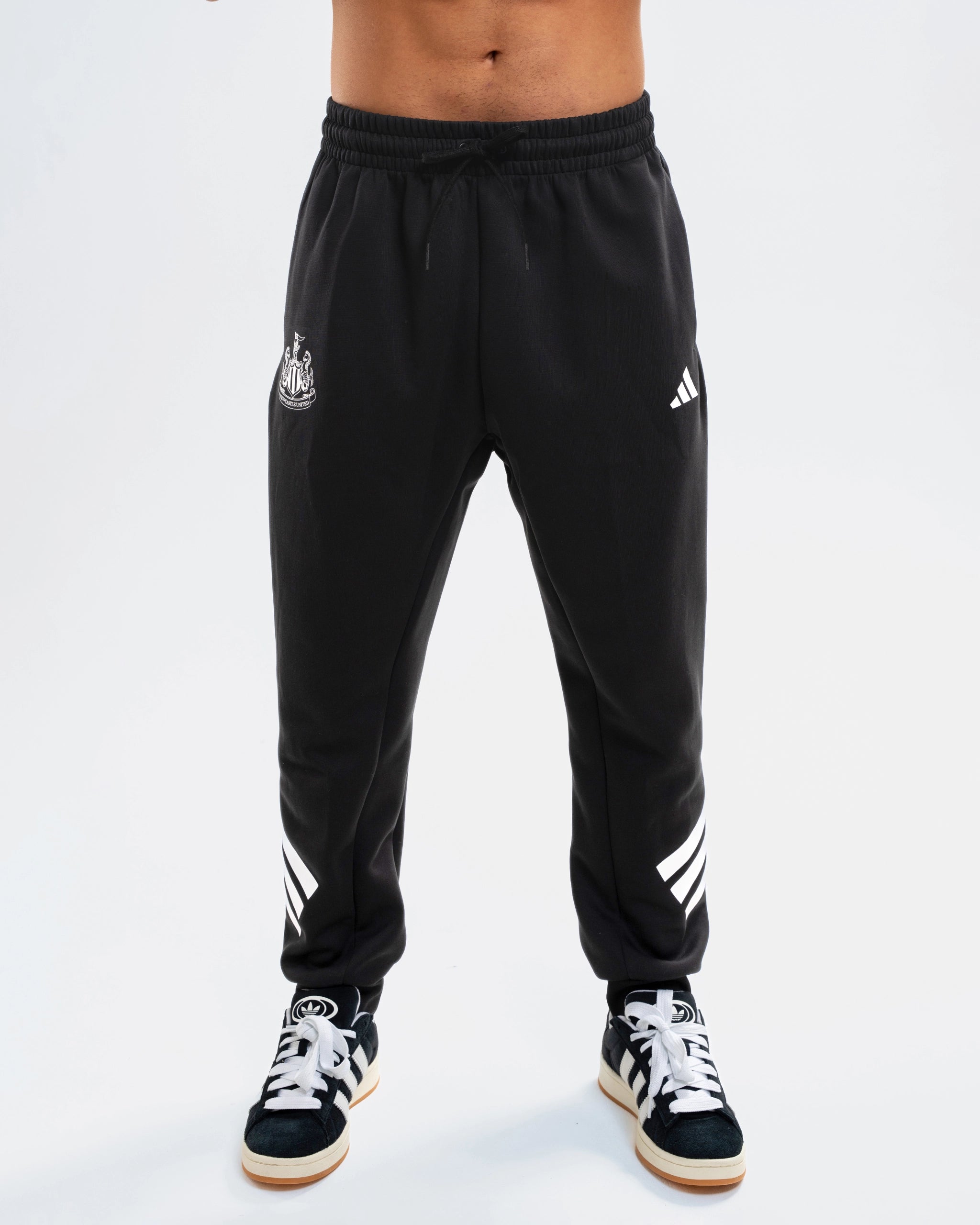 Newcastle United adidas Men's Black 3-Stripe Joggers