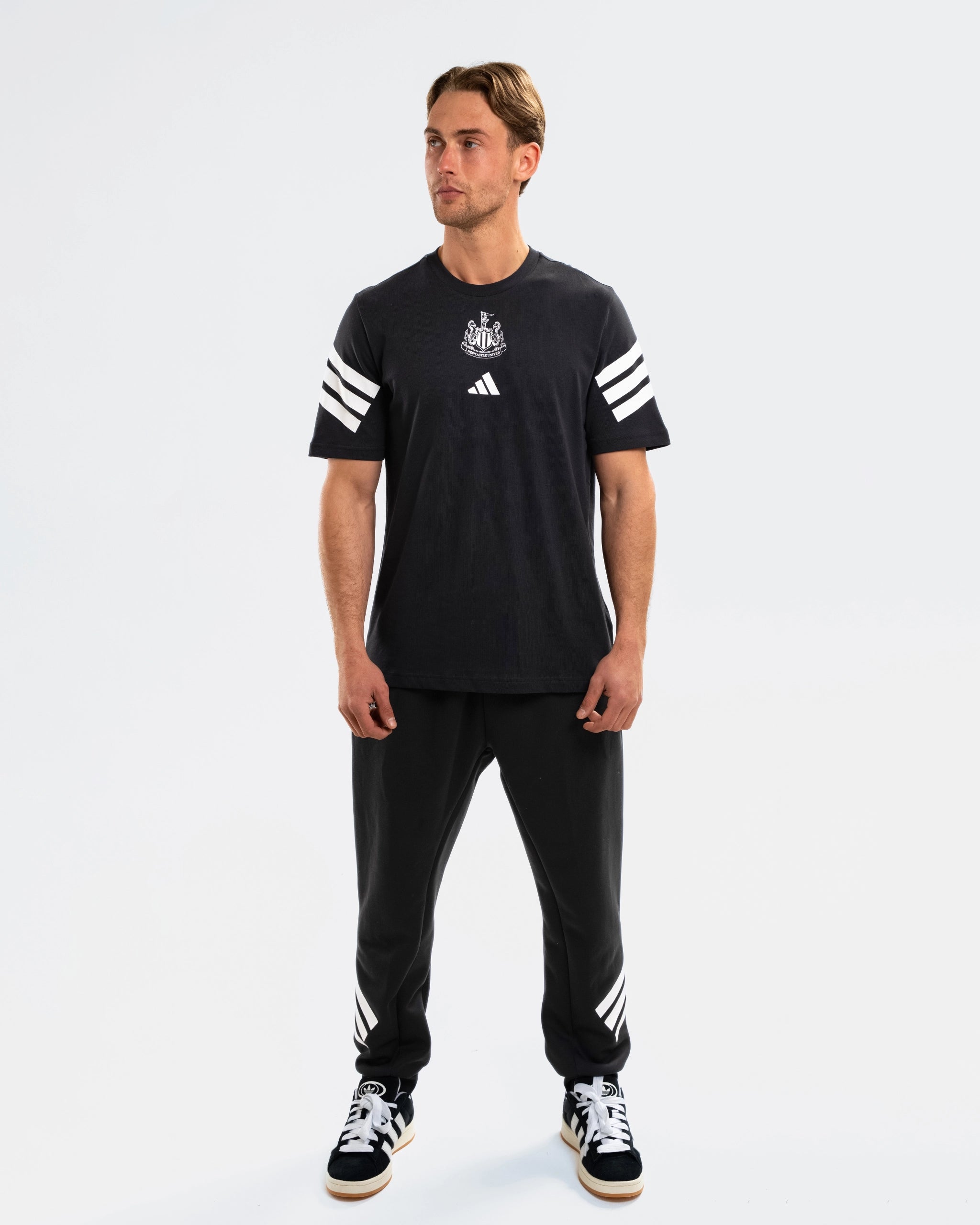 Newcastle United adidas 3-Stripe Black Tee