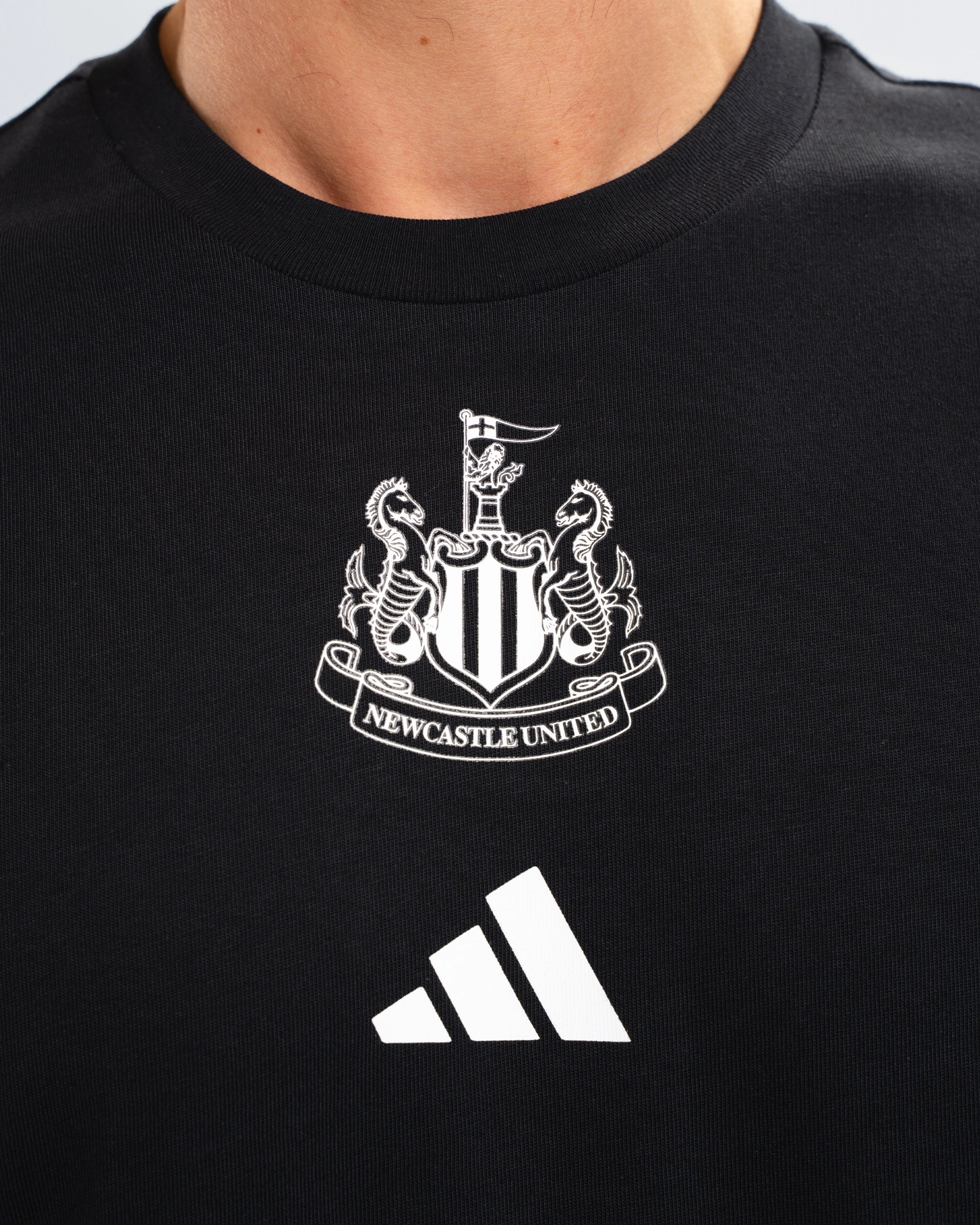 Newcastle United adidas 3-Stripe Black Tee