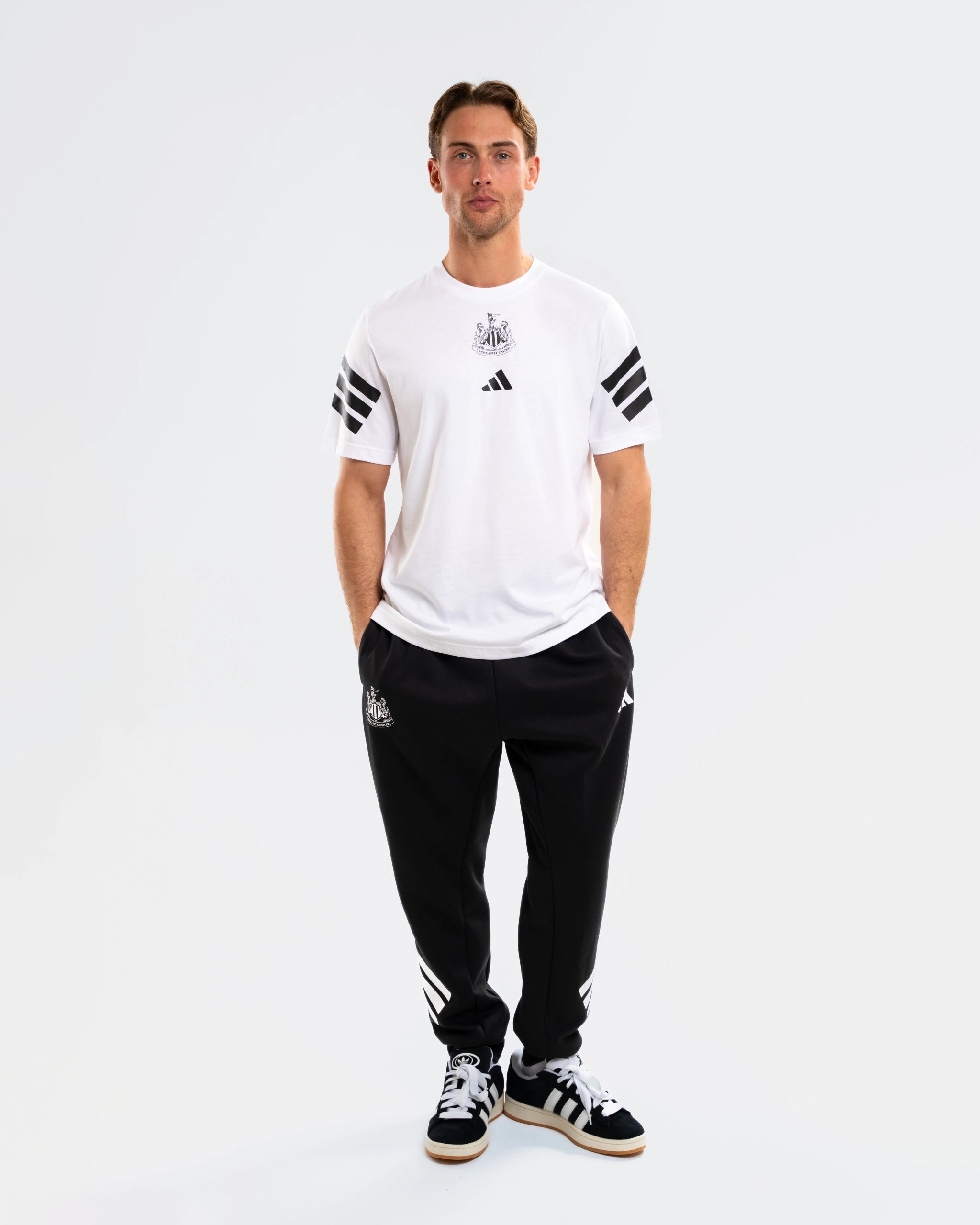 Newcastle United adidas 3-Stripe White Tee