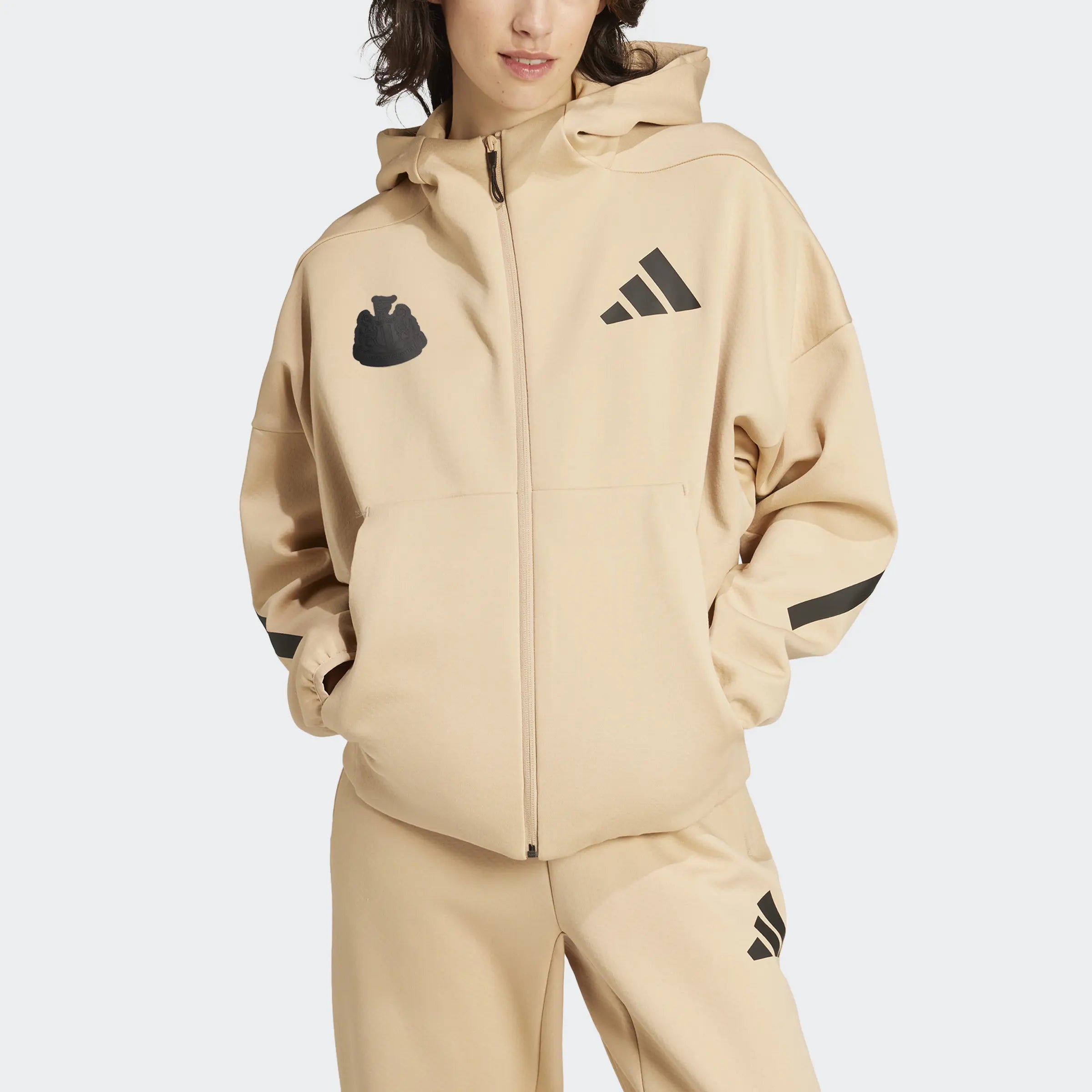 Newcastle United adidas Women's Z.N.E. Beige Full Zip Hoodie