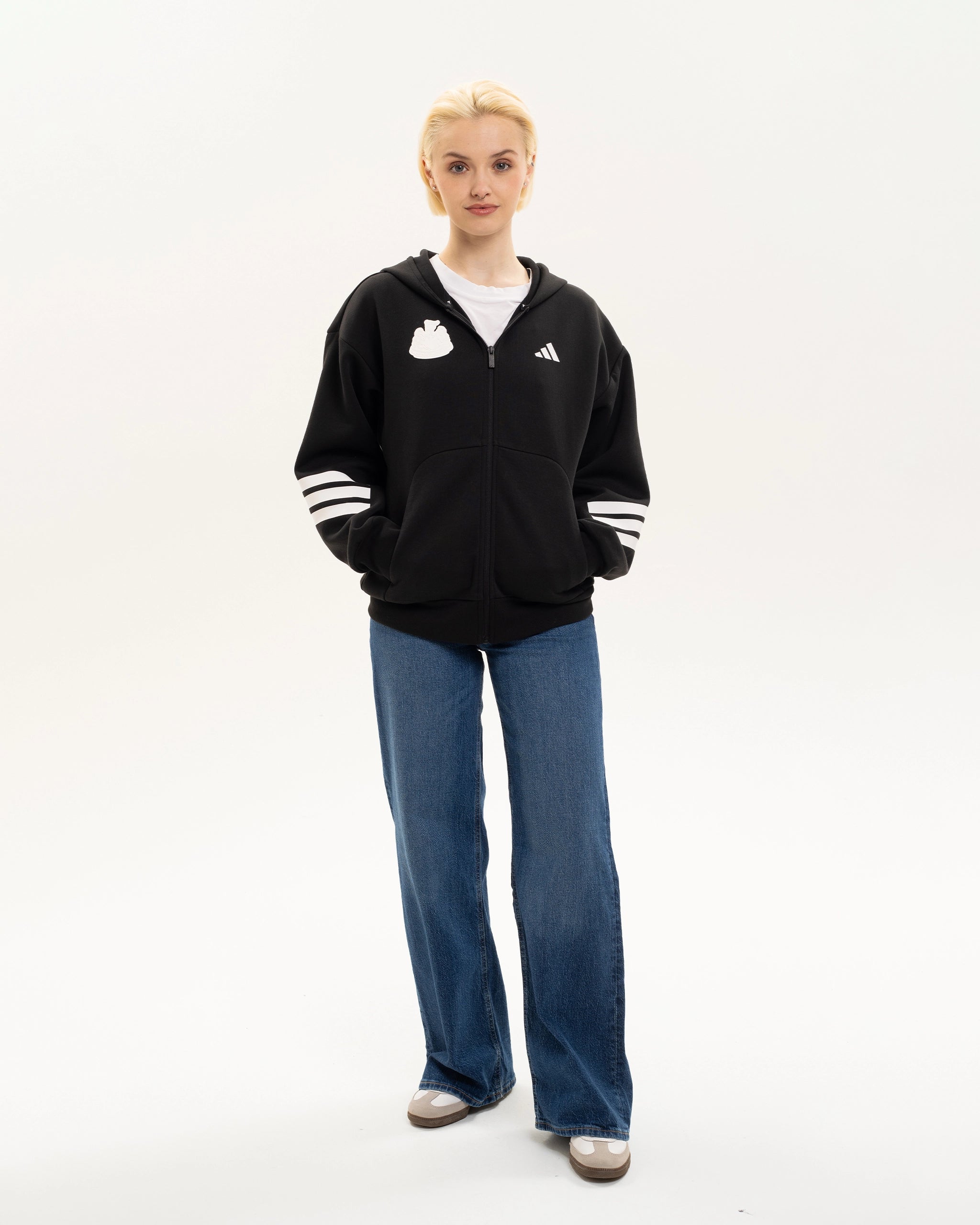 Newcastle United adidas Women's 3-Stripe Black Full Zip Hoodie