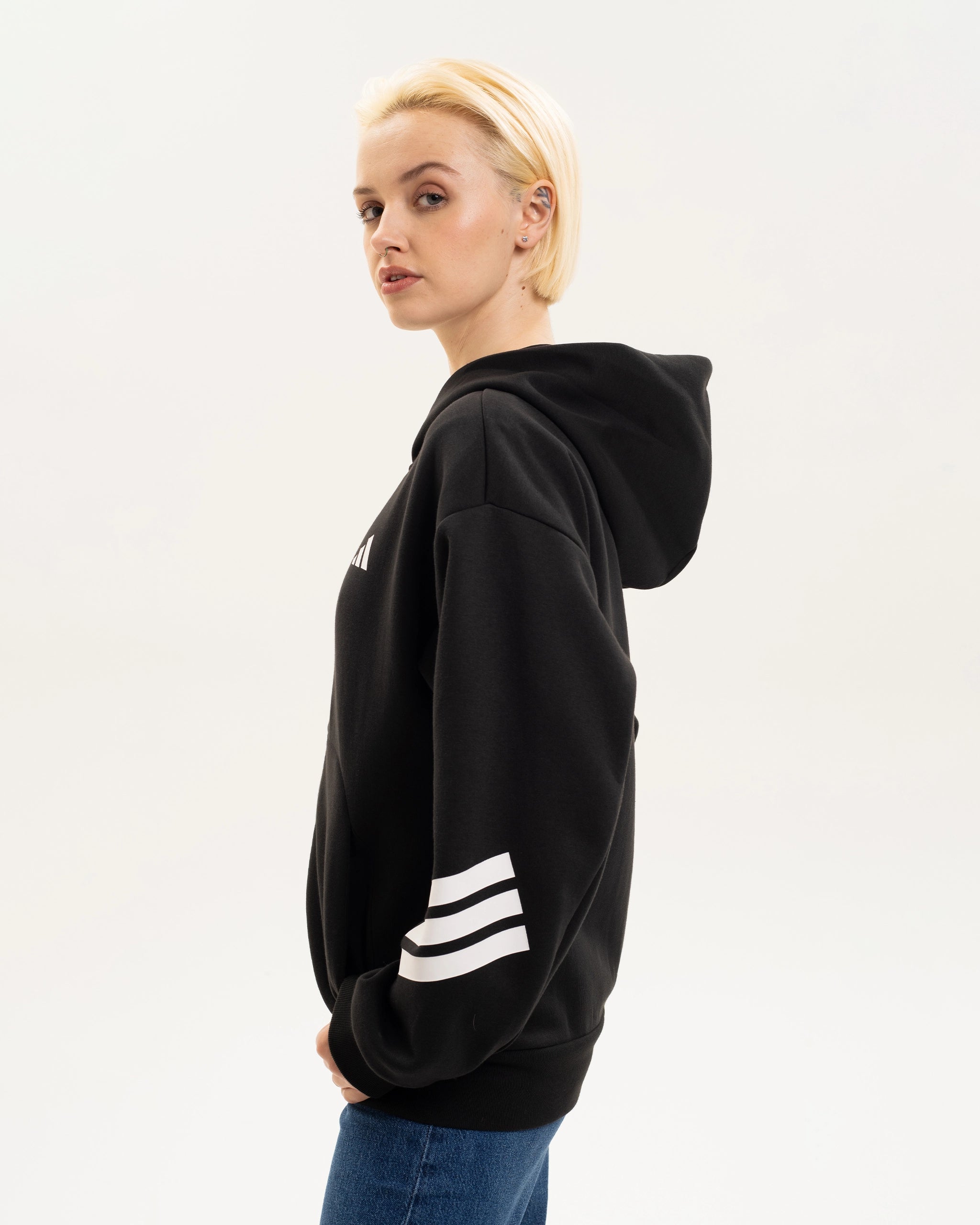 Newcastle United adidas Women's 3-Stripe Black Full Zip Hoodie