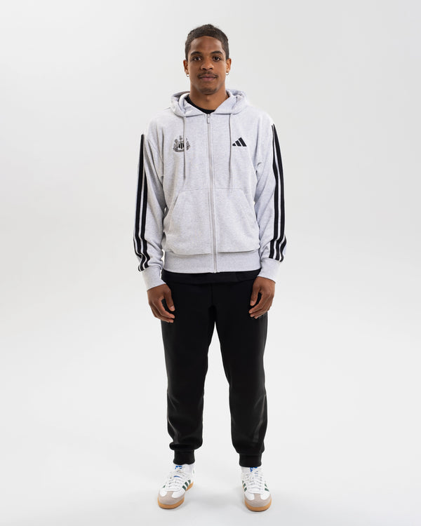 Newcastle United adidas Men's 3-Stripe Light Grey Full Zip Hoodie