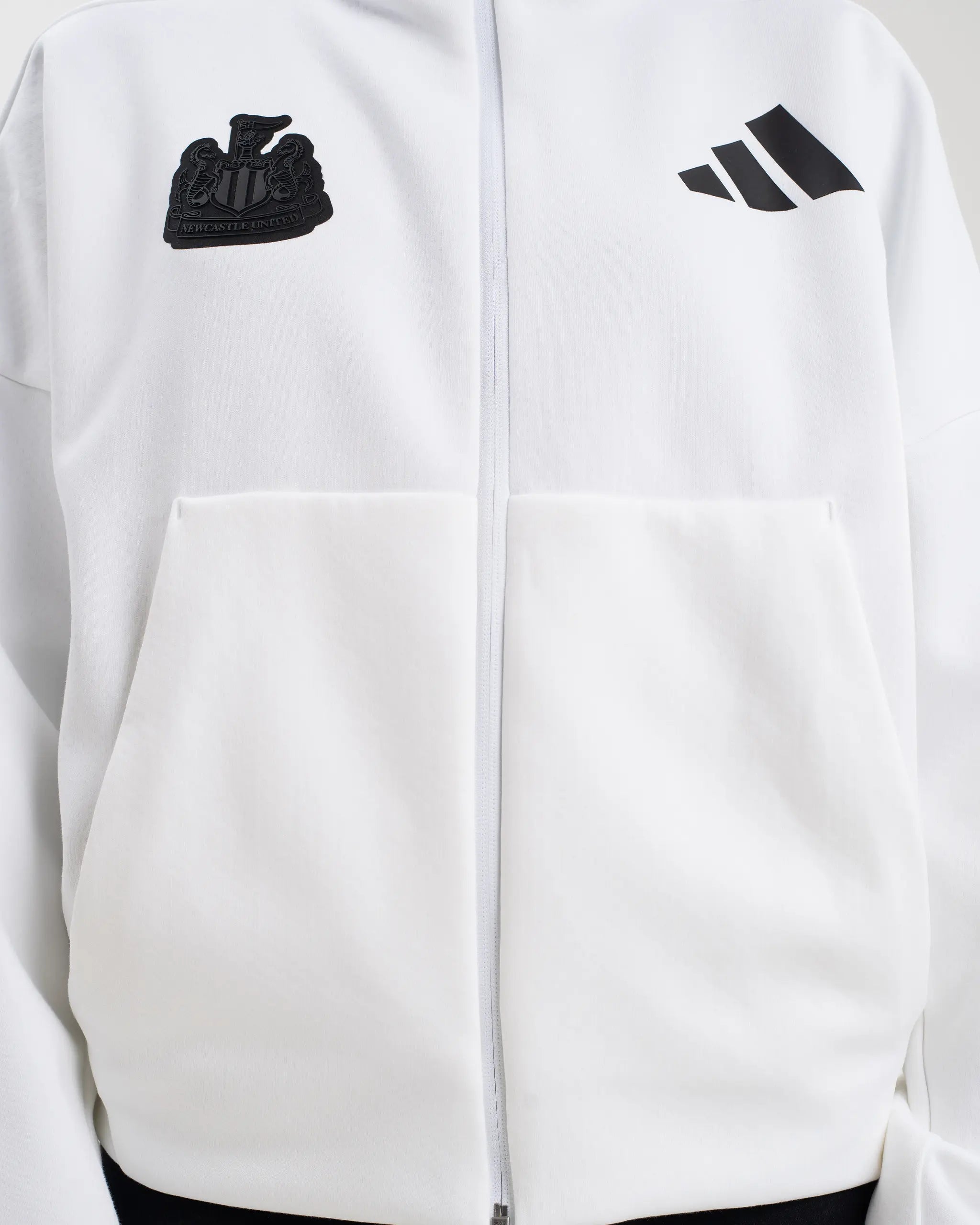 Newcastle United adidas Women's Z.N.E. White Full Zip Hoodie