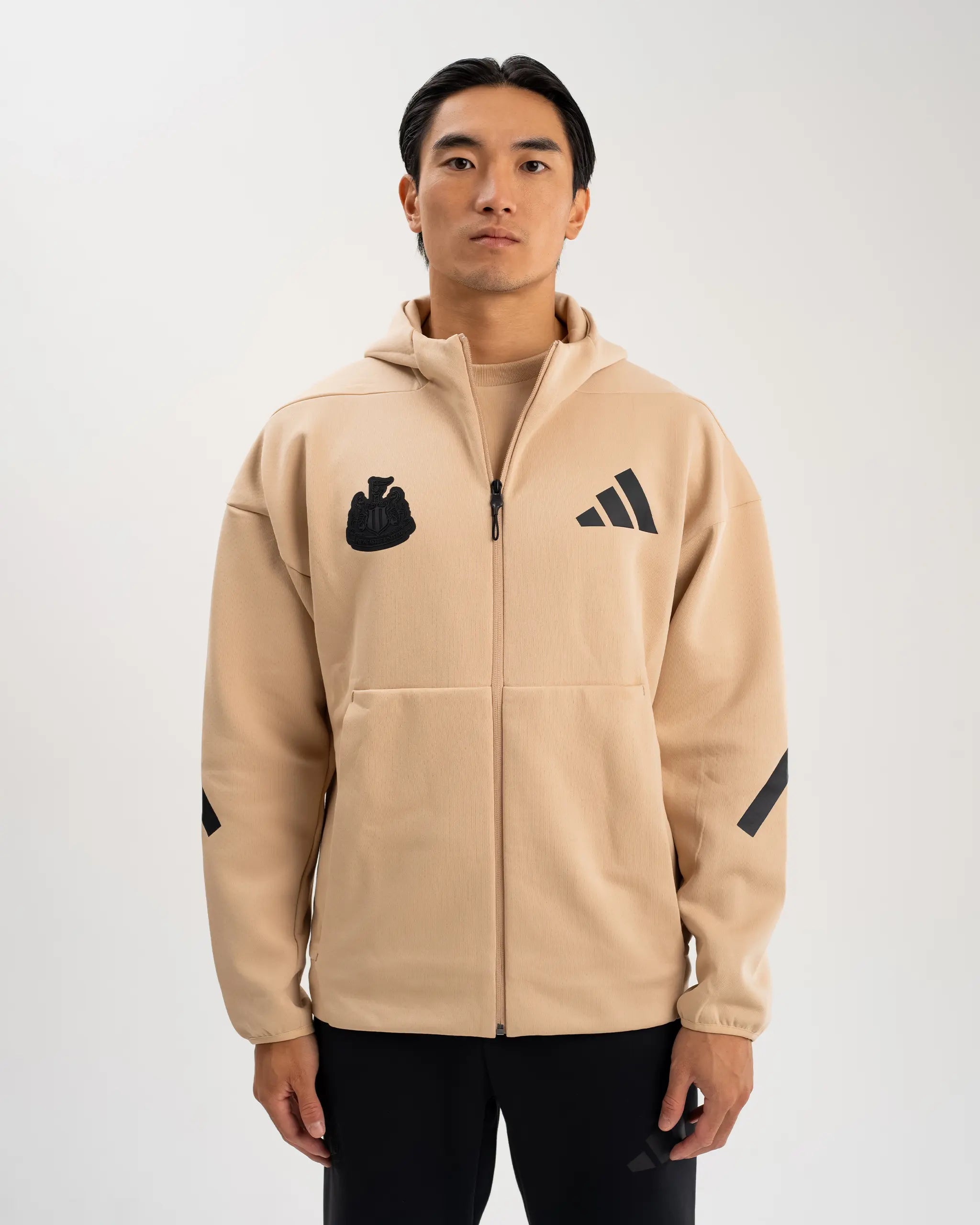 Newcastle United adidas Men's Z.N.E. Beige Full Zip Hoodie