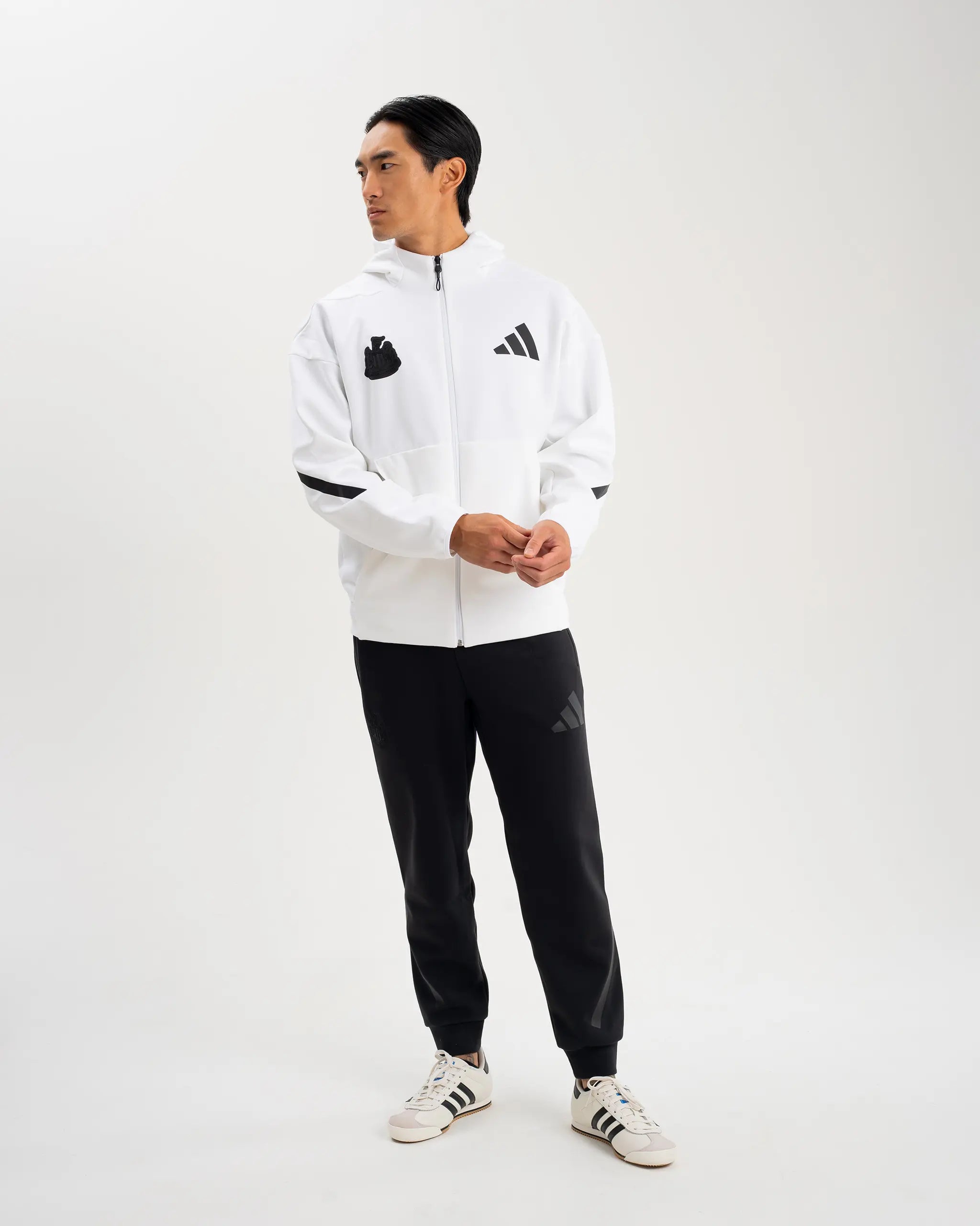 Newcastle United adidas Men's Z.N.E. White Full Zip Hoodie