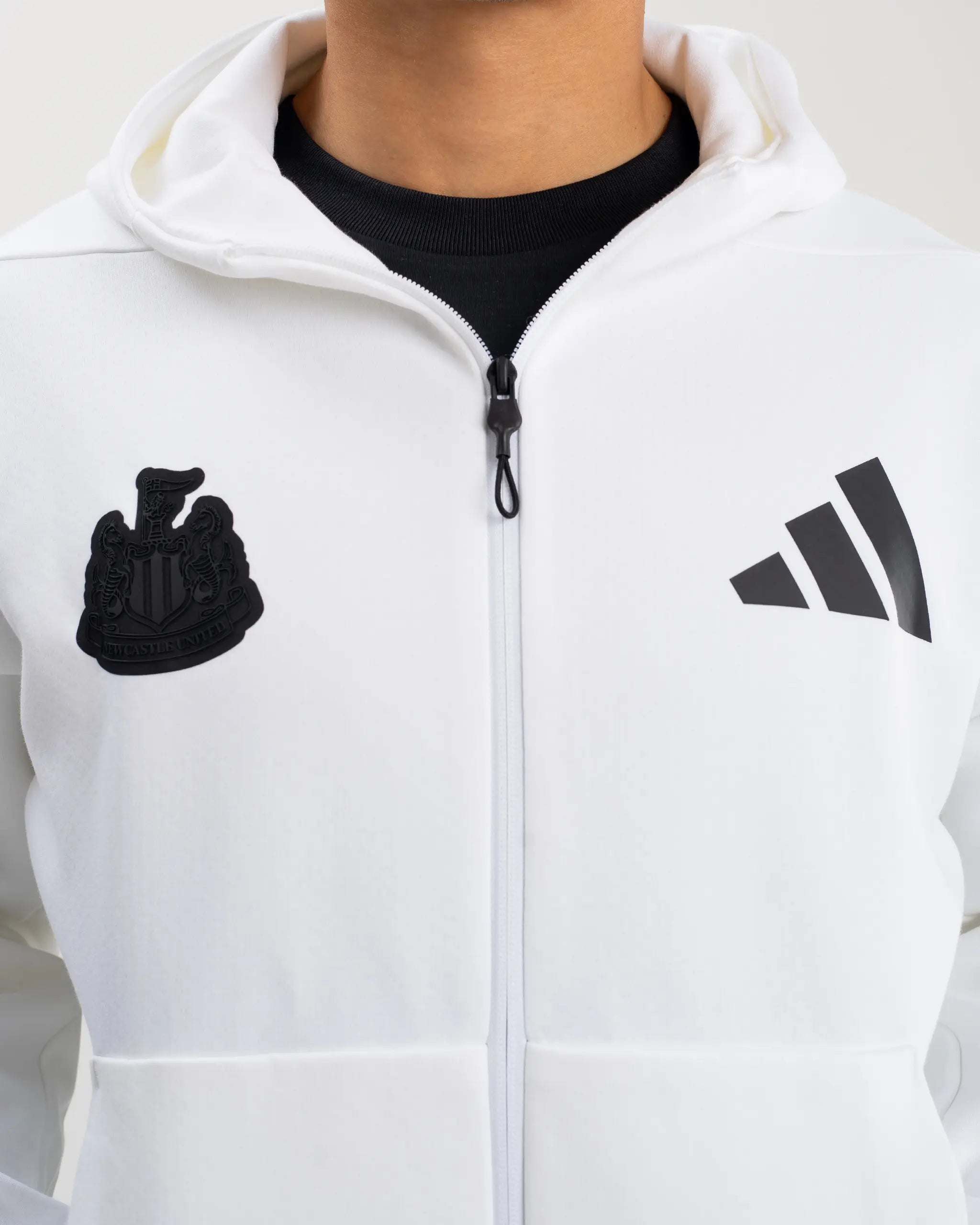 Newcastle United adidas Men's Z.N.E. White Full Zip Hoodie