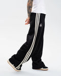 Newcastle United adidas Women's Black 3-Stripe Wide Leg Joggers